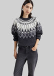 Loulou de Saison Hans Raglan Crewneck Sweater - Grey/Ivory/Black