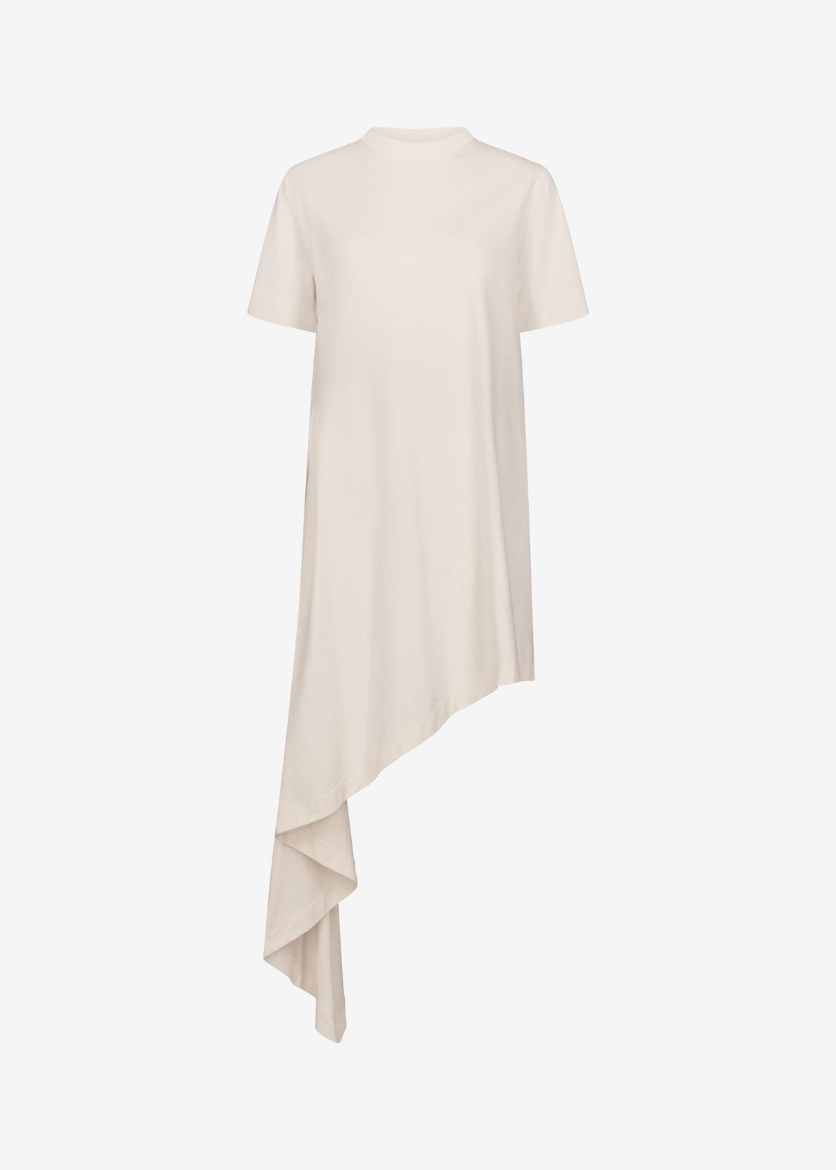 Loulou de Saison Igari Asymmetric T-Shirt Dress - Cream Rose - 5