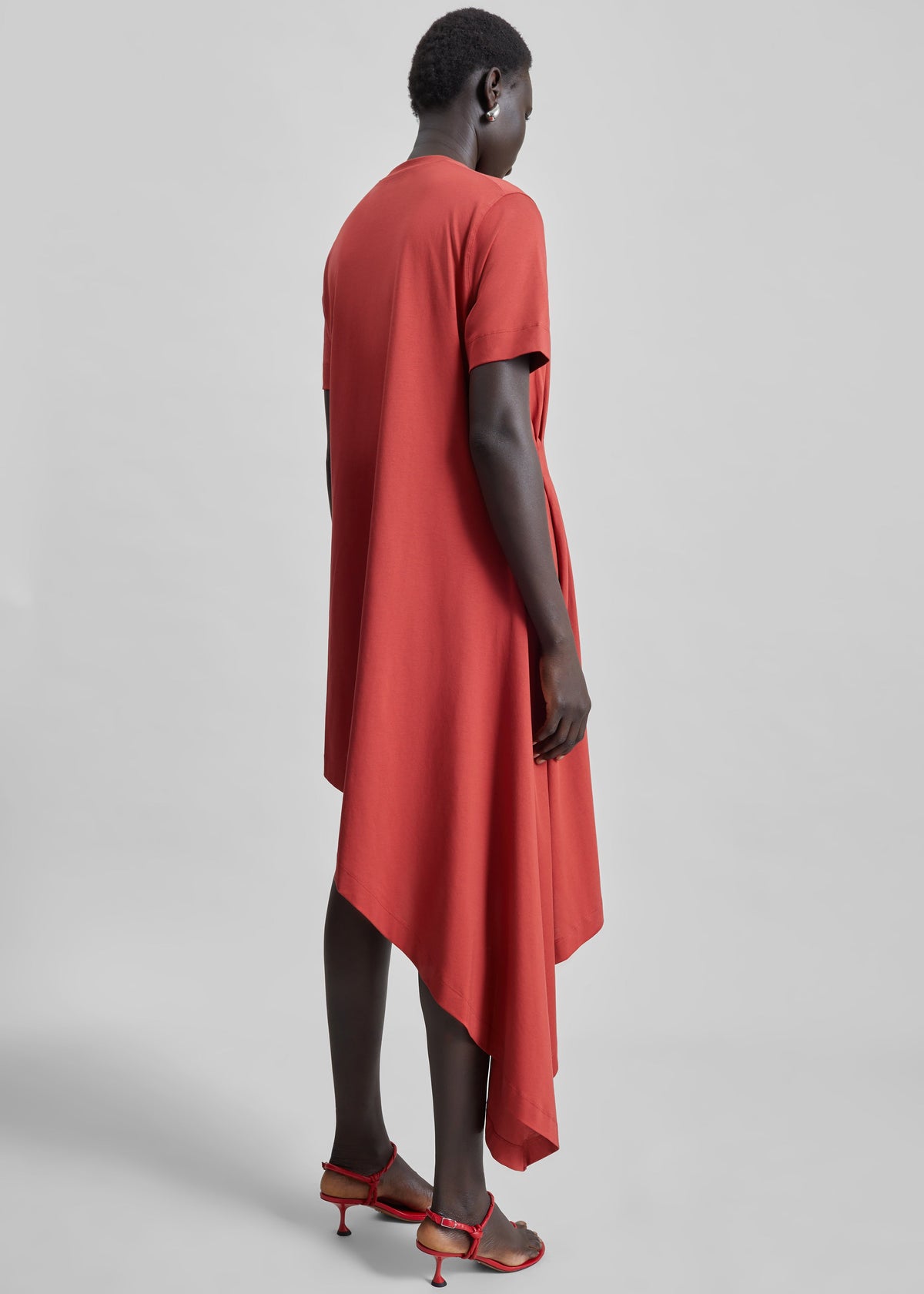 Loulou De Saison Igari Asymmetric T-Shirt Dress - Red - 5