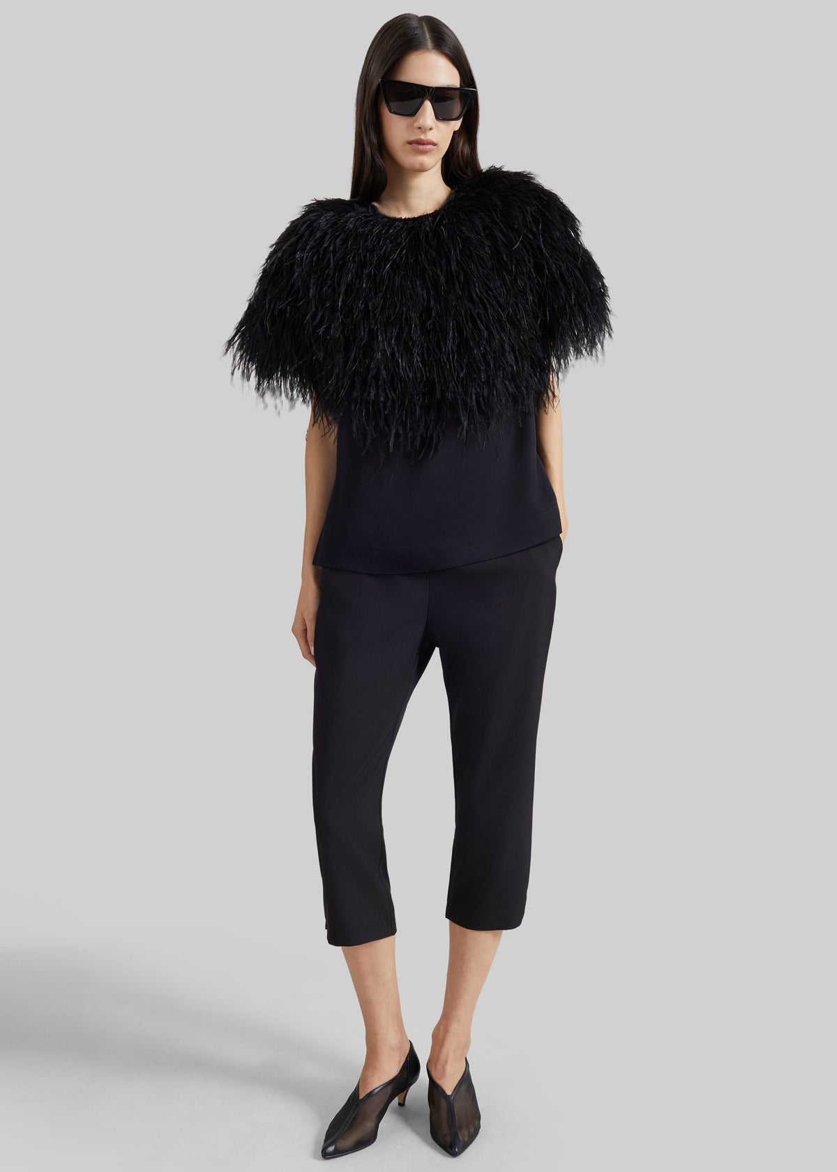 Shop the look image for Loulou de Saison Iona Ostrich Feathers Top - Black