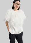 Loulou de Saison Iona Ostrich Feathers Top - Ivory