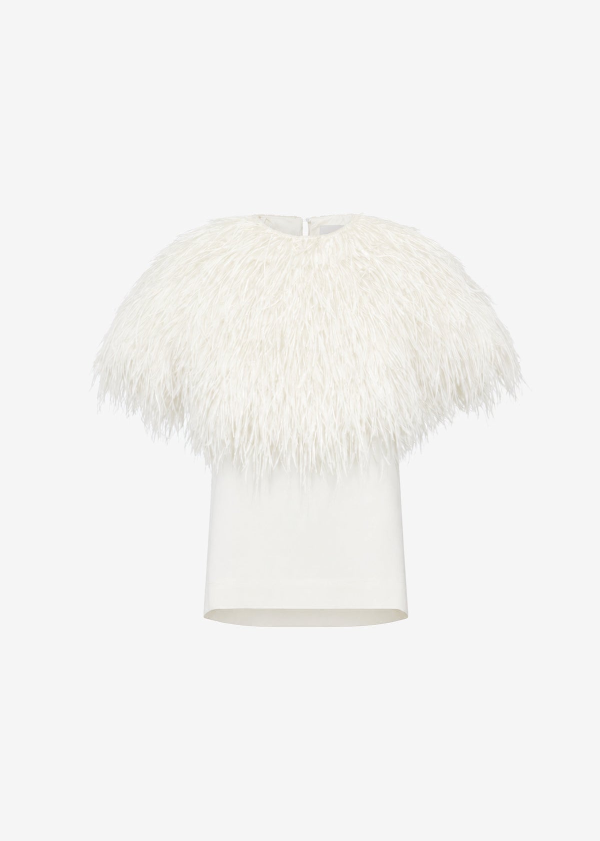 Loulou de Saison Iona Ostrich Feathers Top - Ivory