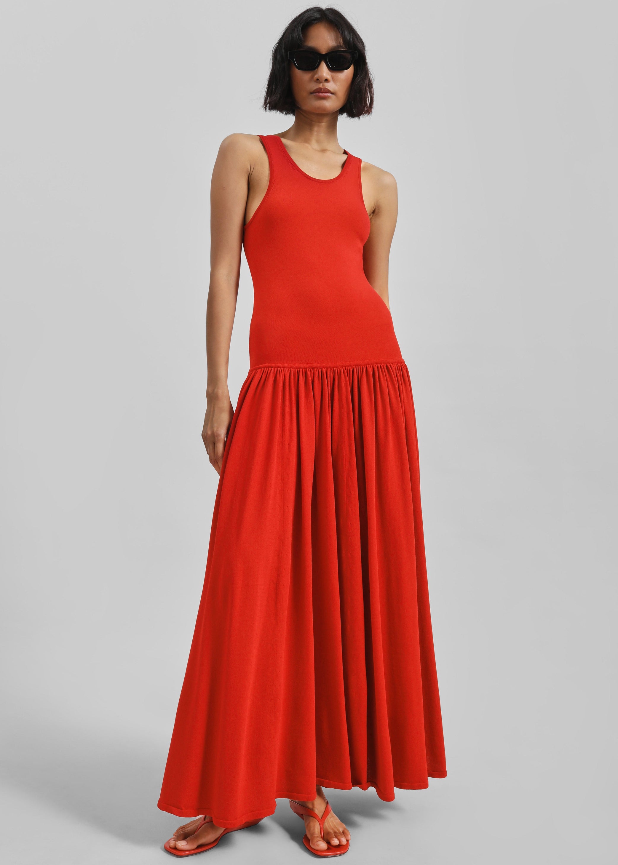 Shop the look image for Loulou de Saison Jada Long Jersey Dress - Red