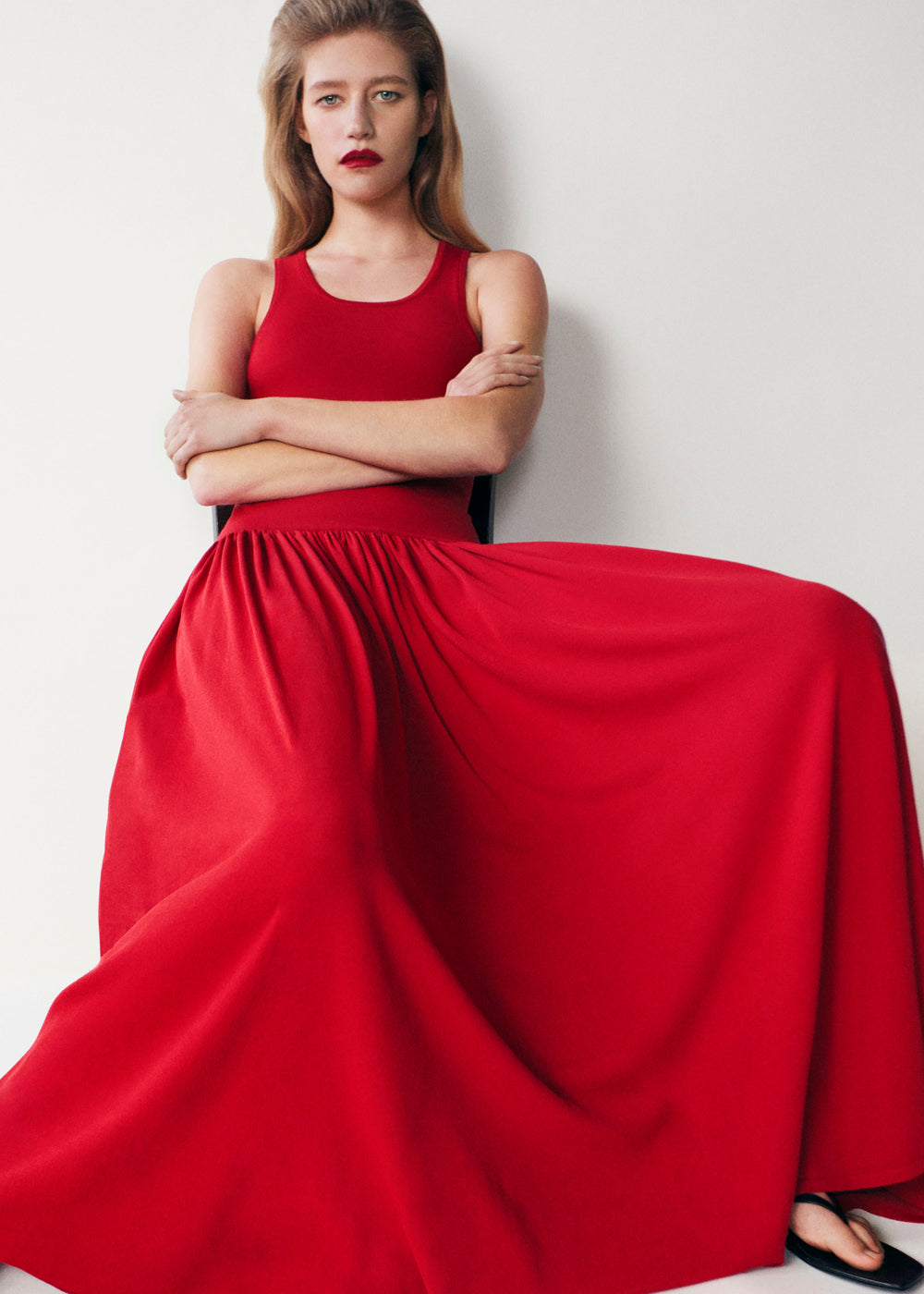 Loulou de Saison Jada Long Jersey Dress - Red