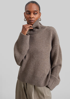 Loulou de Saison Jonah Cashmere Sweater - Nutmeg Melange