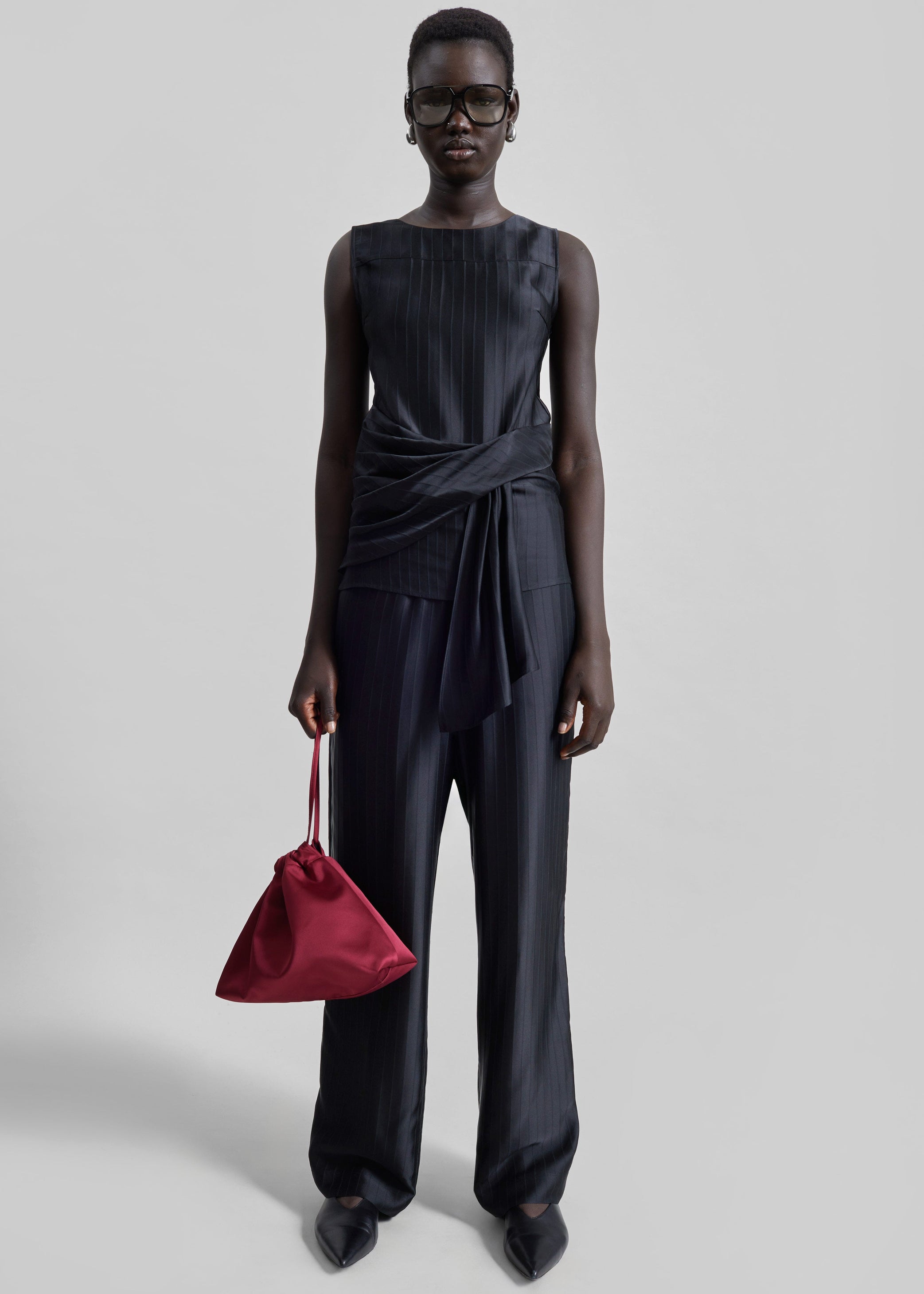 Shop the look image for Loulou de Saison Kadala Silk Blend Trousers - Black