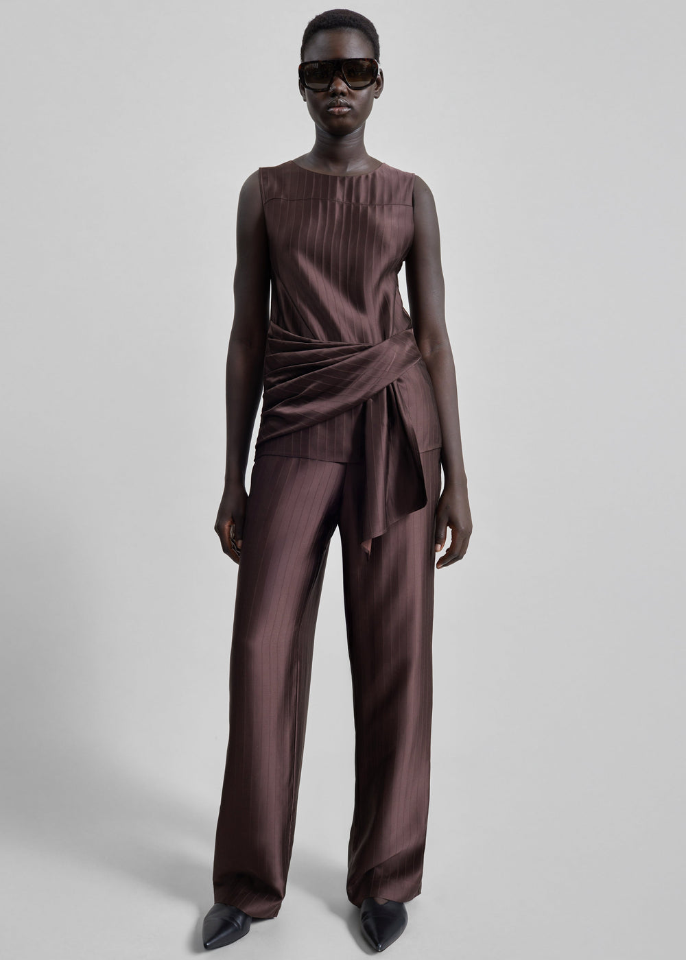 Loulou De Saison Kadala Silk Blend Trousers - Dark Brown
