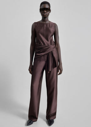 Loulou De Saison Kadala Silk Blend Trousers - Dark Brown