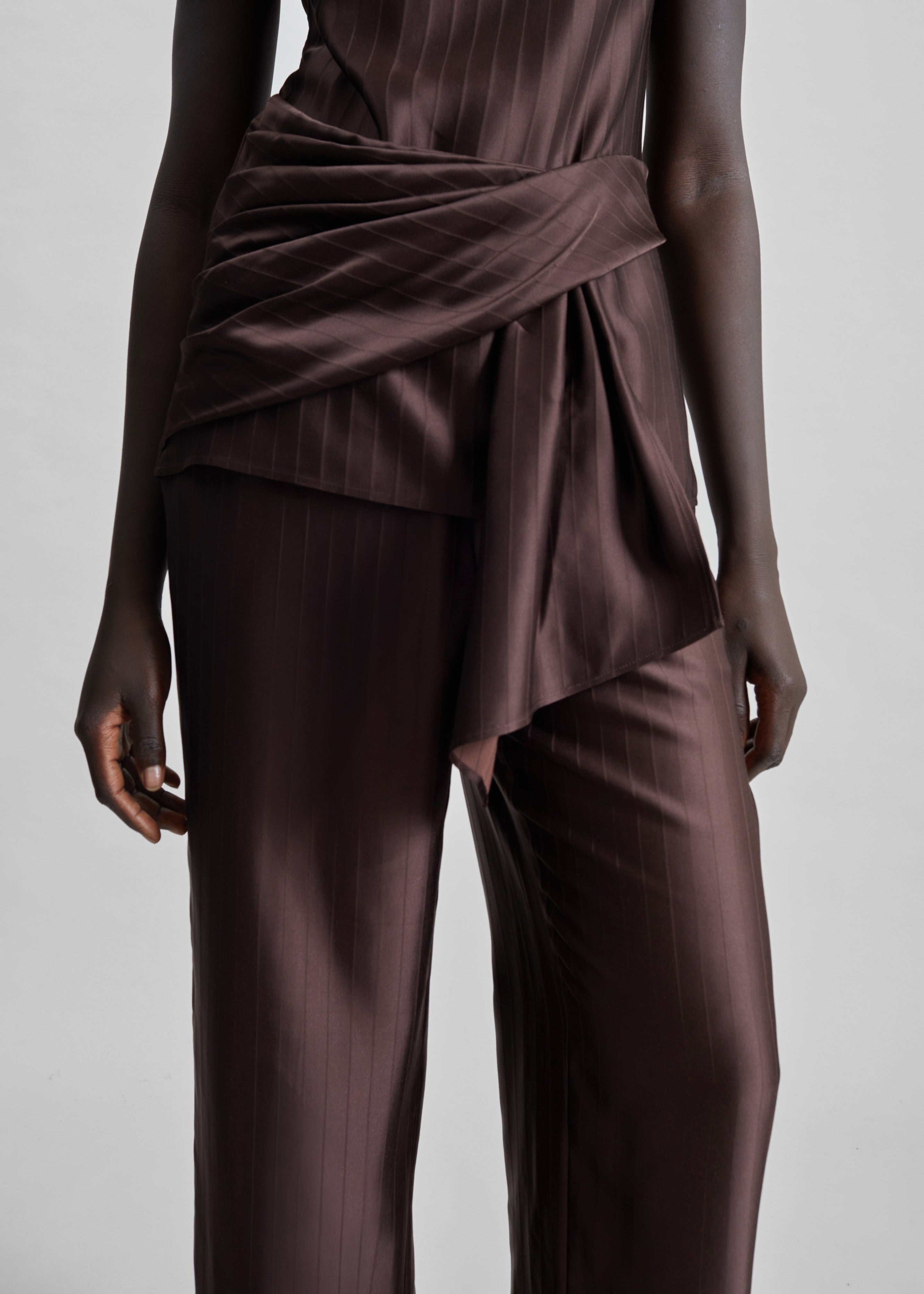 Loulou De Saison Kadala Silk Blend Trousers - Dark Brown - 3