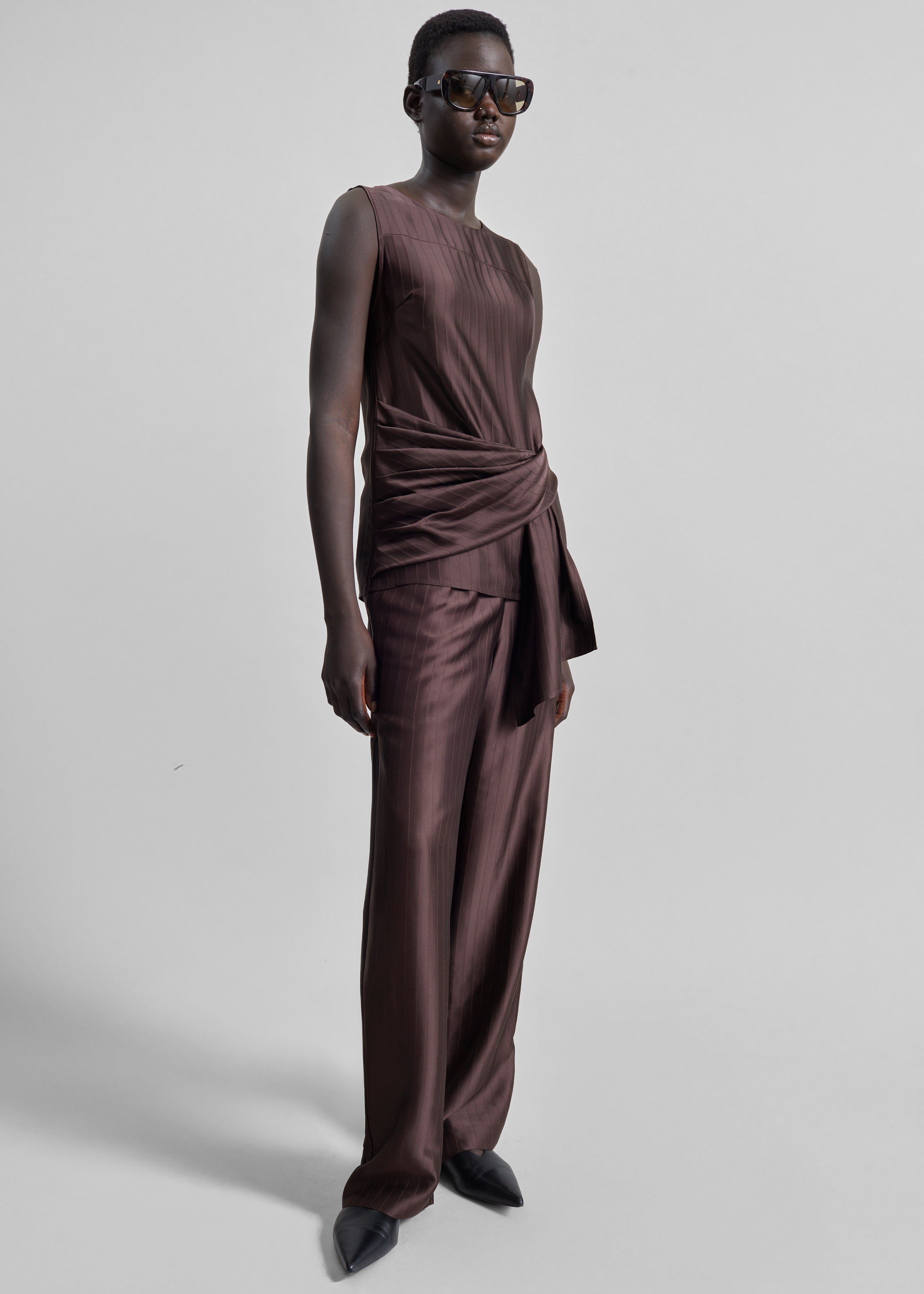 Loulou De Saison Kadala Silk Blend Trousers - Dark Brown - 6