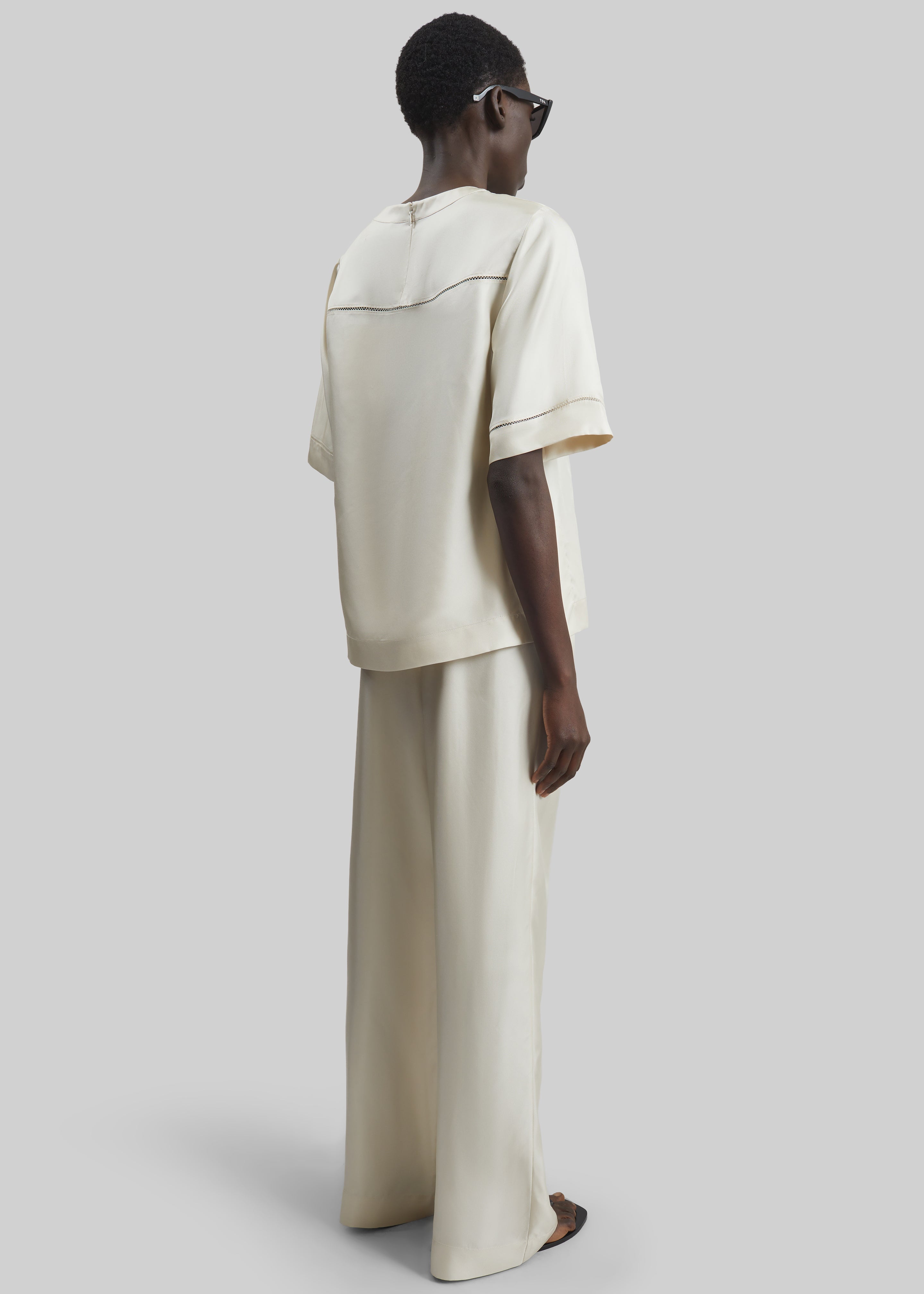 Loulou de Saison Lars Silk Twill Trousers - Ivory - 5