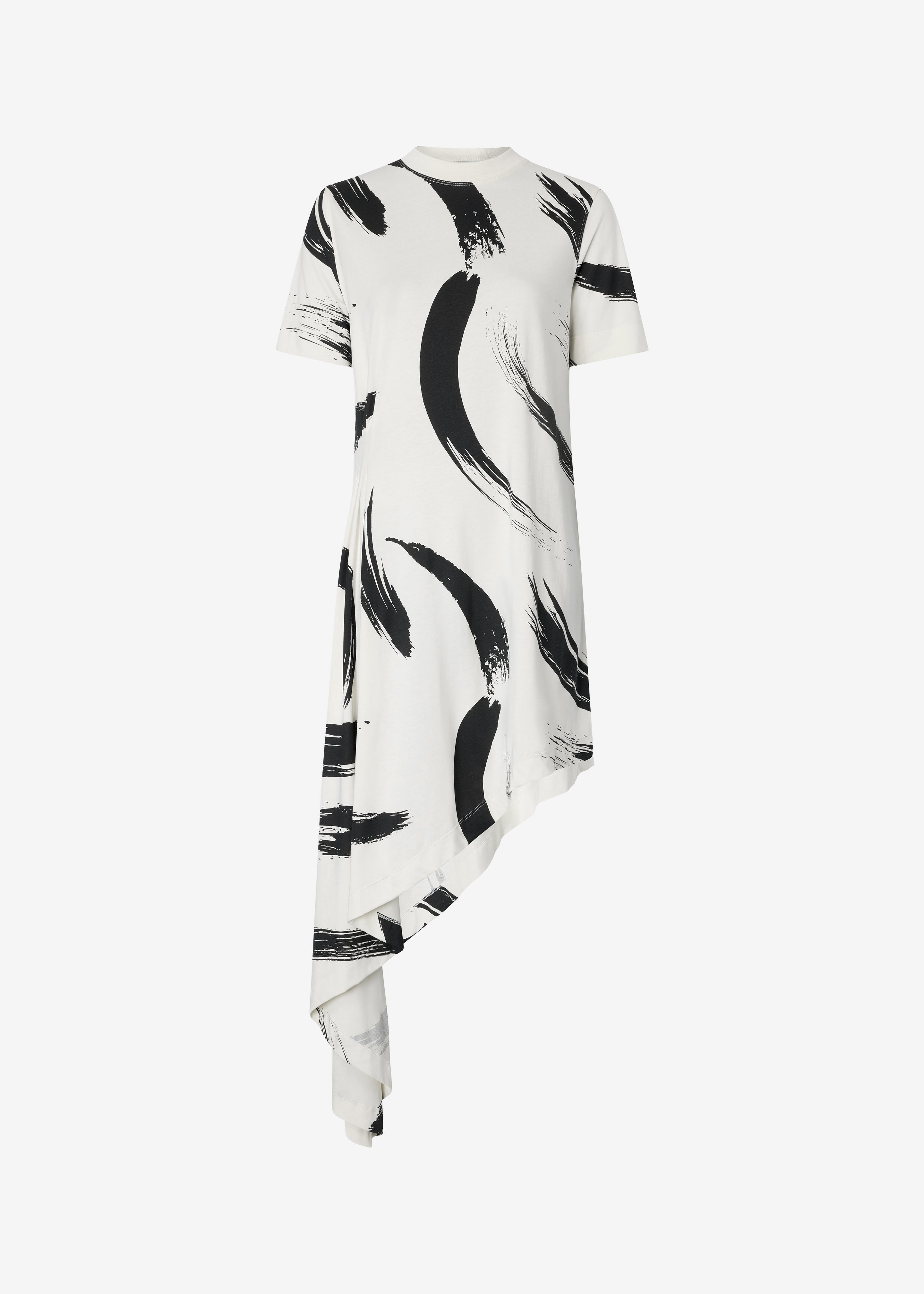 Loulou De Saison Liya Asymmetrical Cotton Dress - Ivory/Black - 8