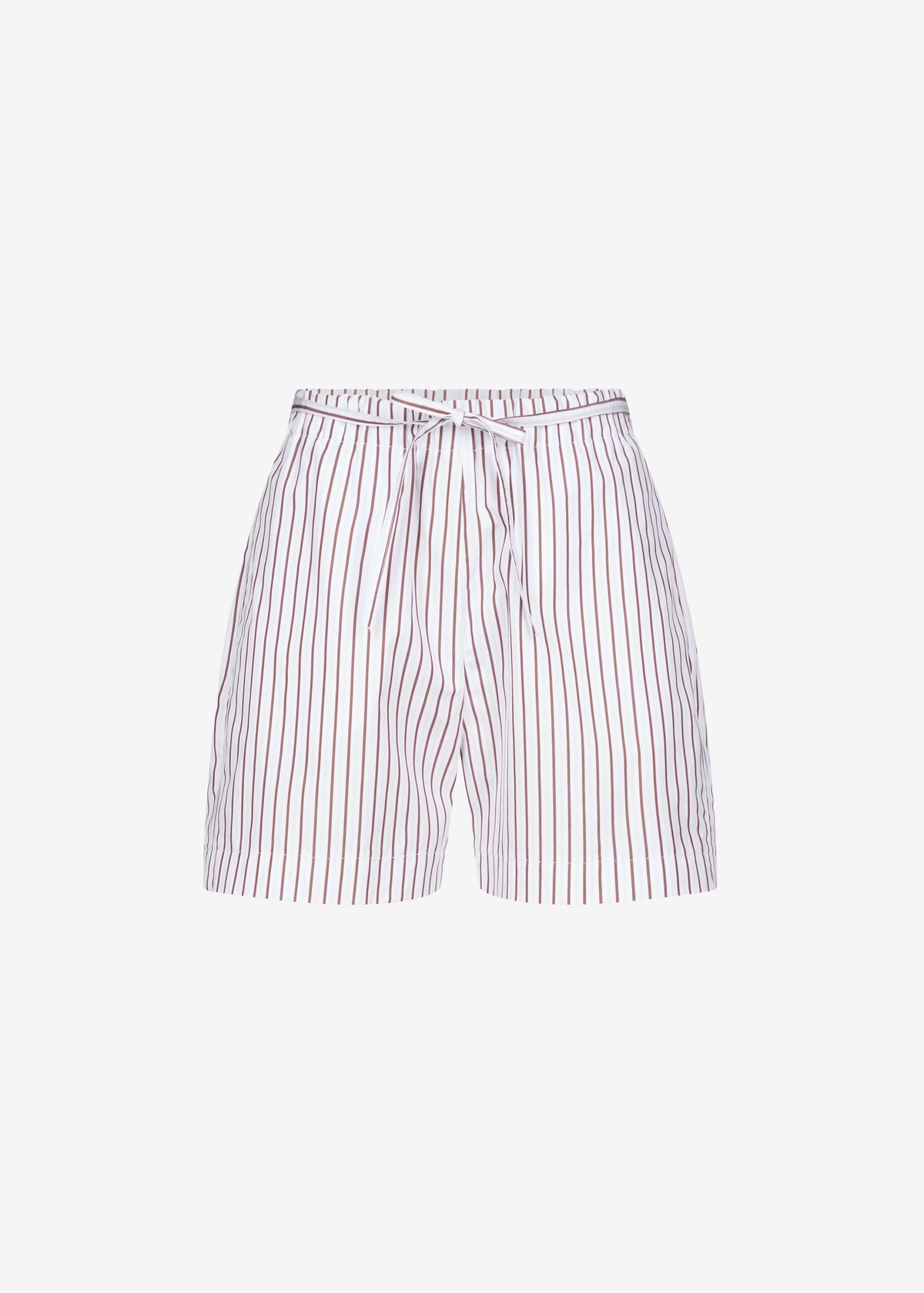 Loulou de Saison Lory Striped Cotton Shorts - Dark Red/Light Blue - 7