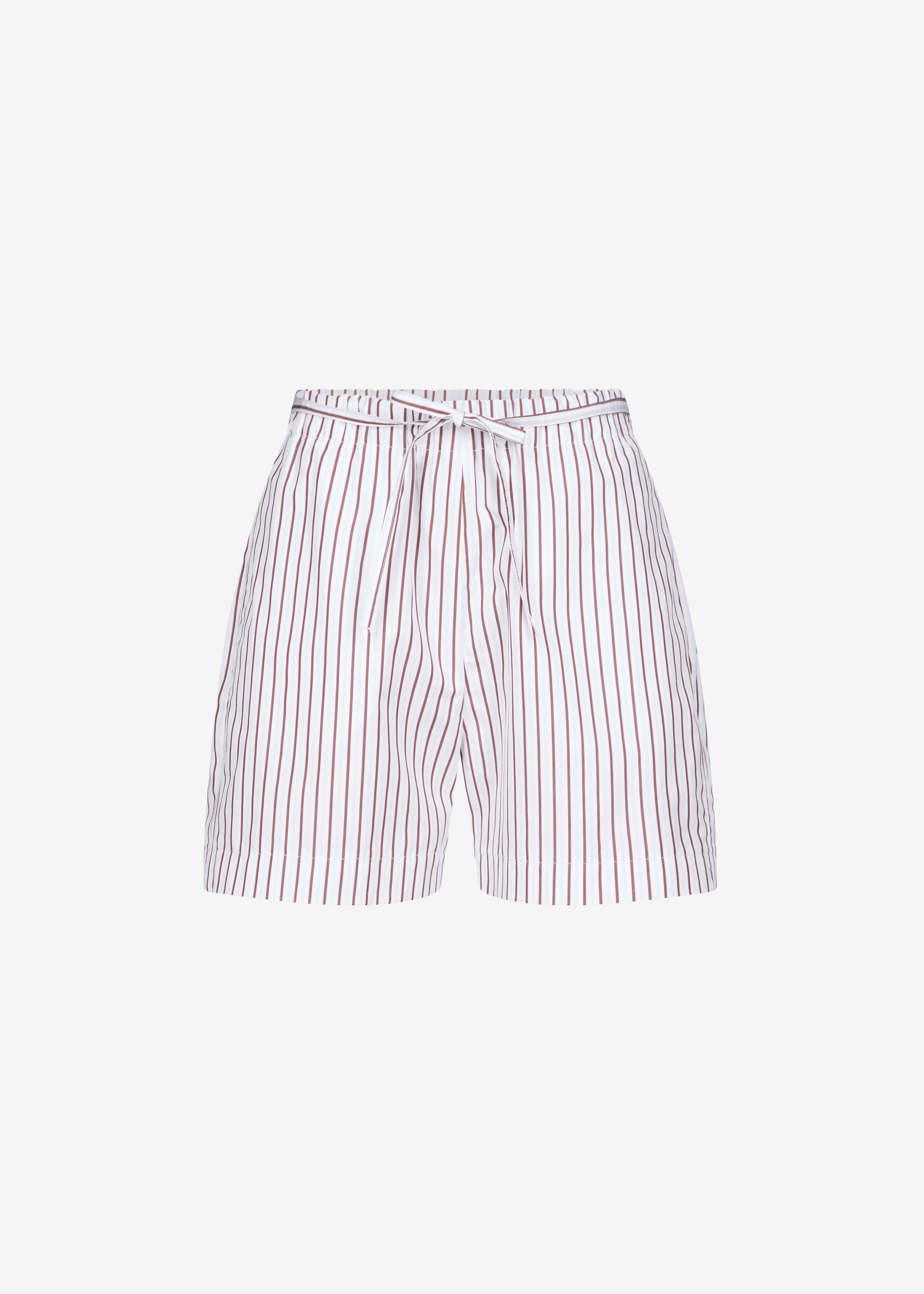 Loulou de Saison Lory Striped Cotton Shorts - Dark Red/Light Blue - 7