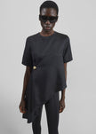 Loulou de Saison Madea Asymmetric Silk Twill Top - Black