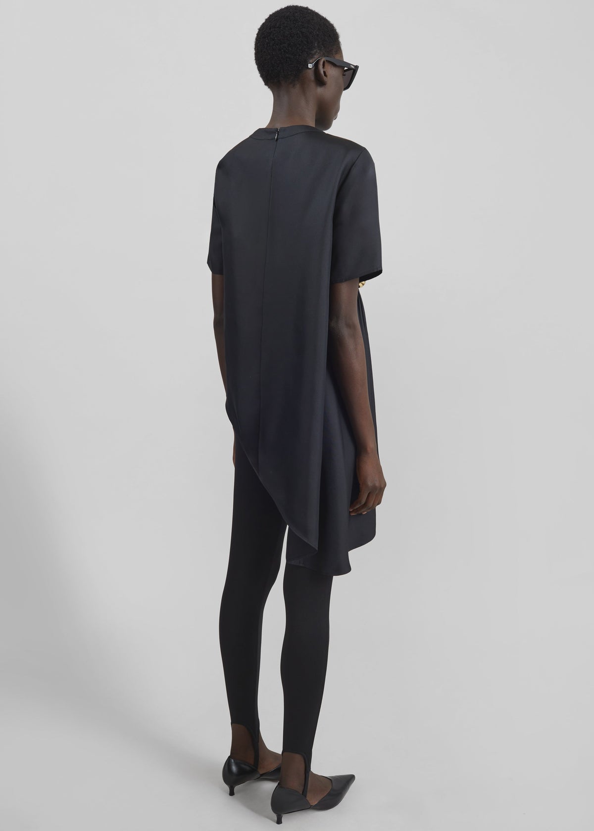 Loulou de Saison Madea Asymmetric Silk Twill Top - Black - 5