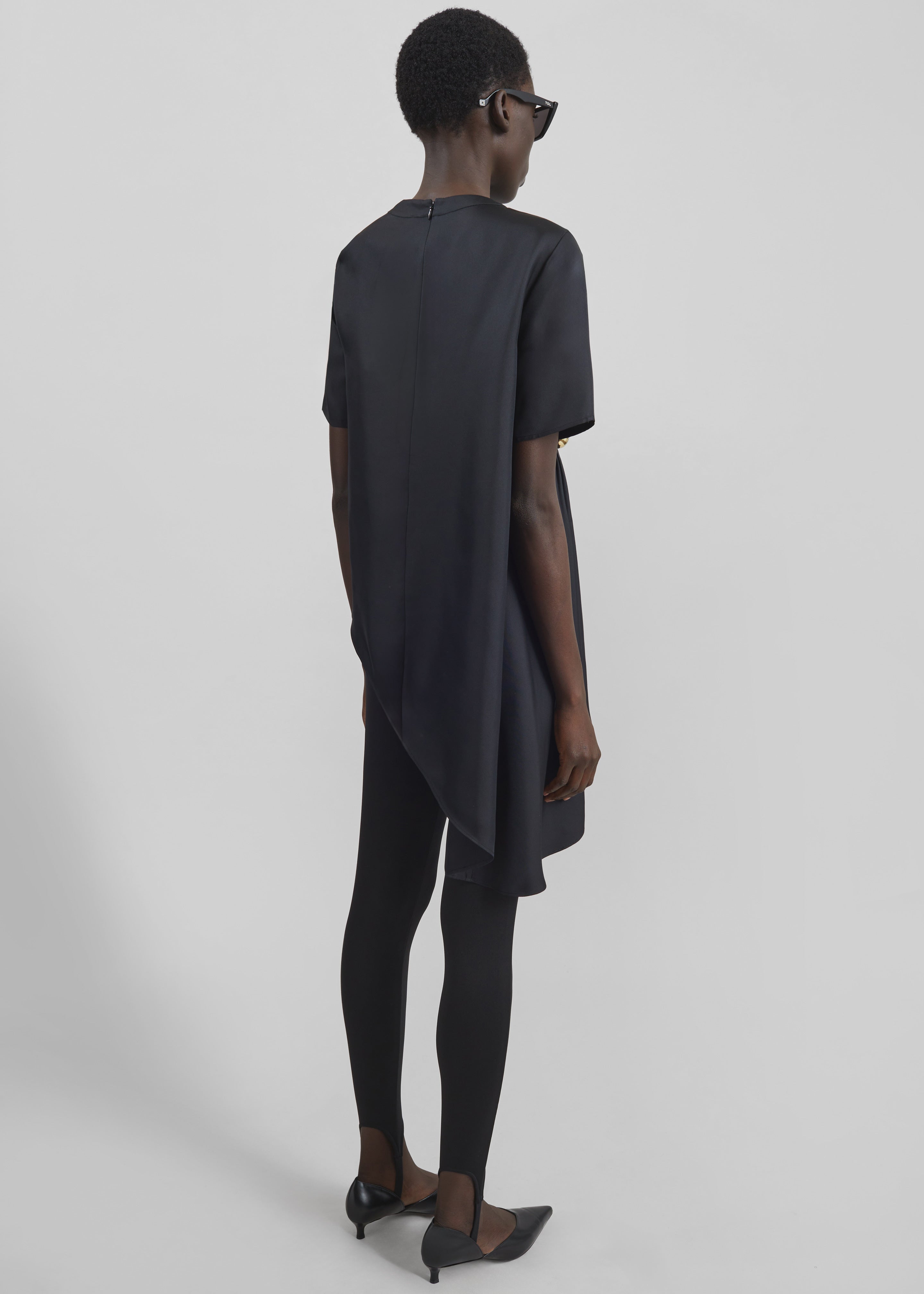 Loulou de Saison Madea Asymmetric Silk Twill Top - Black - 5
