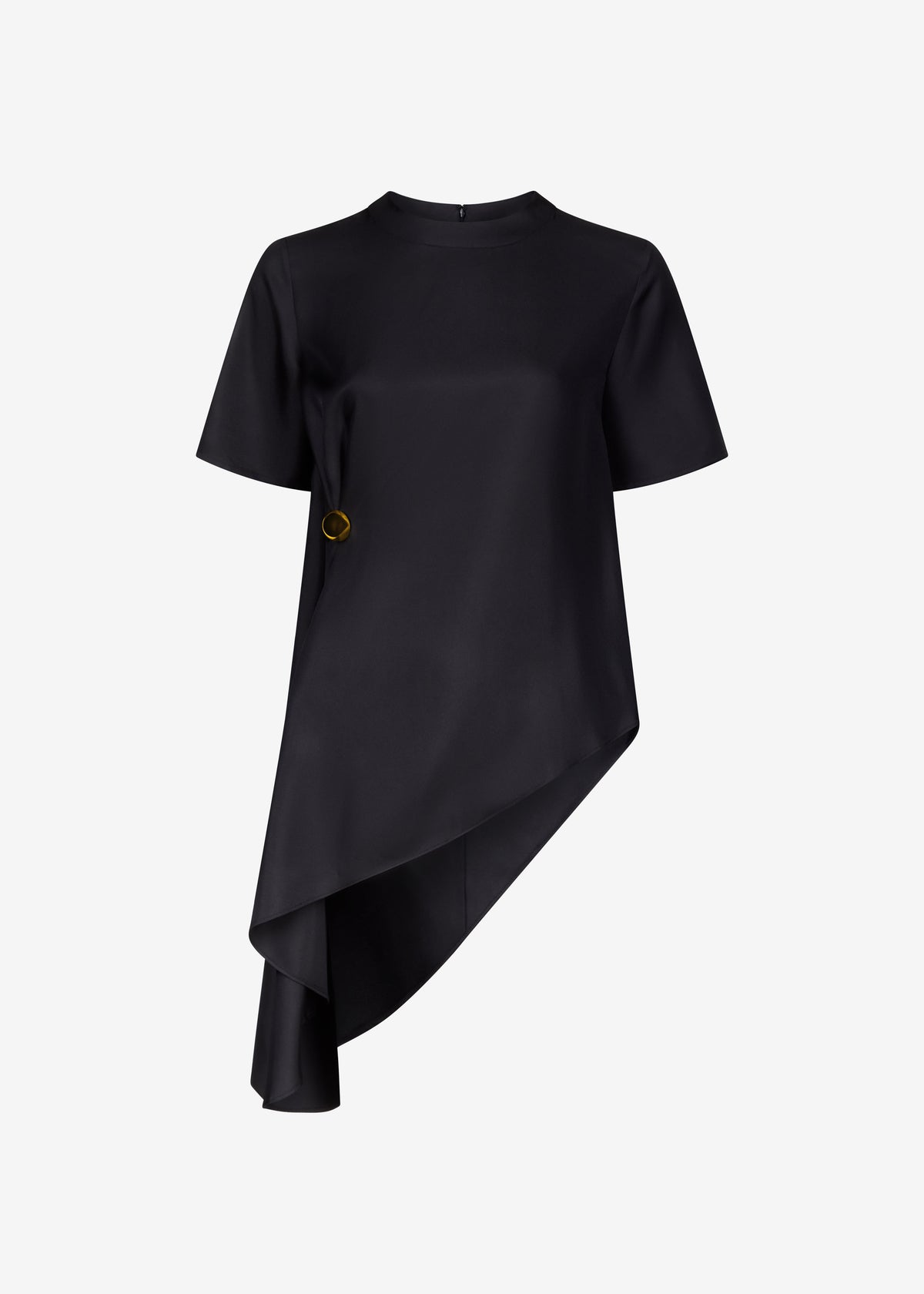 Loulou de Saison Madea Asymmetric Silk Twill Top - Black - 6