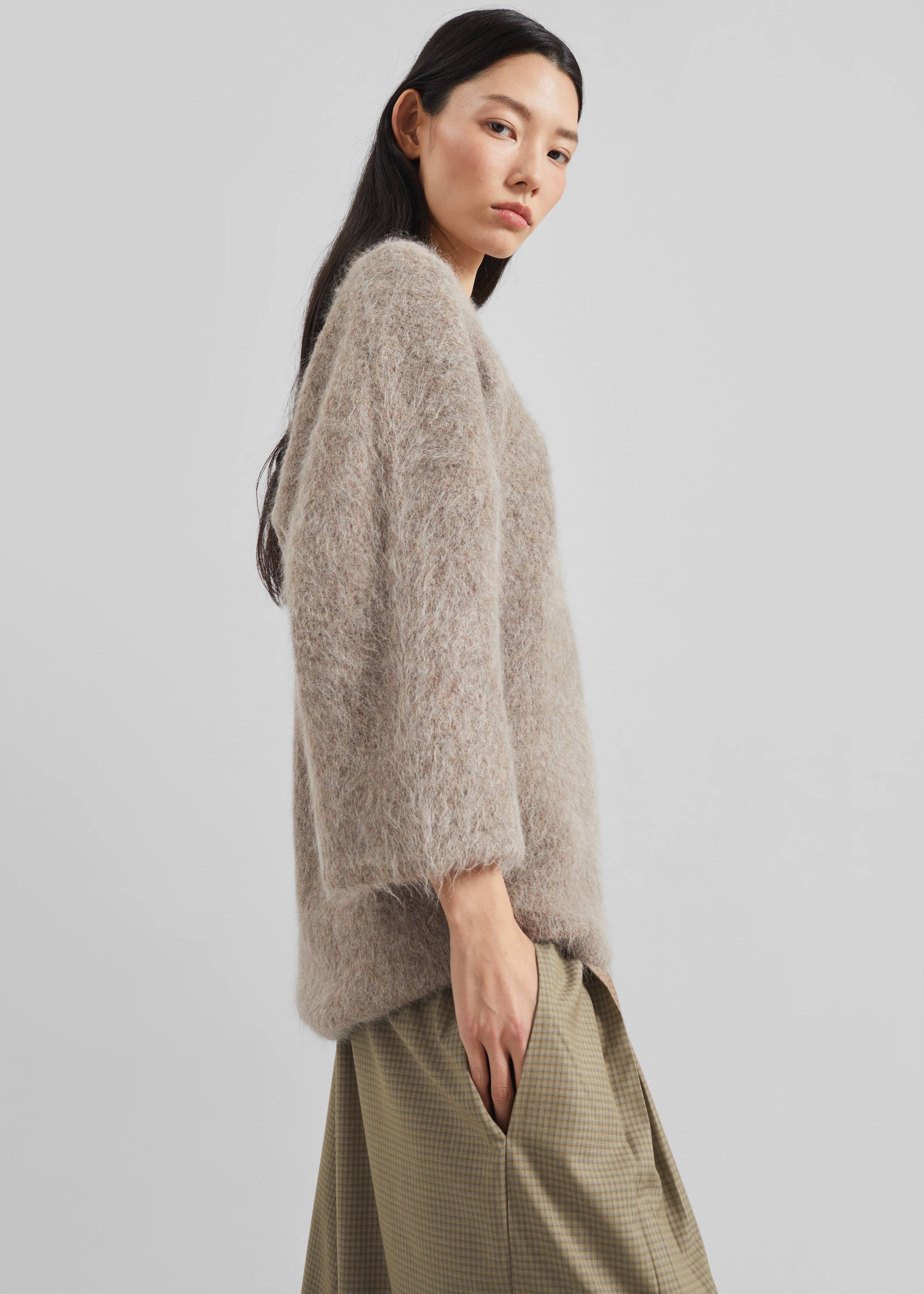 Loulou de Saison Mae Short Sleeve Sweater - Taupe Melange - 4
