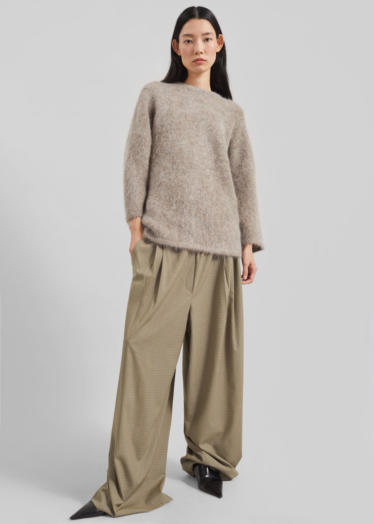 Loulou de Saison Mae Short Sleeve Sweater - Taupe Melange - 3