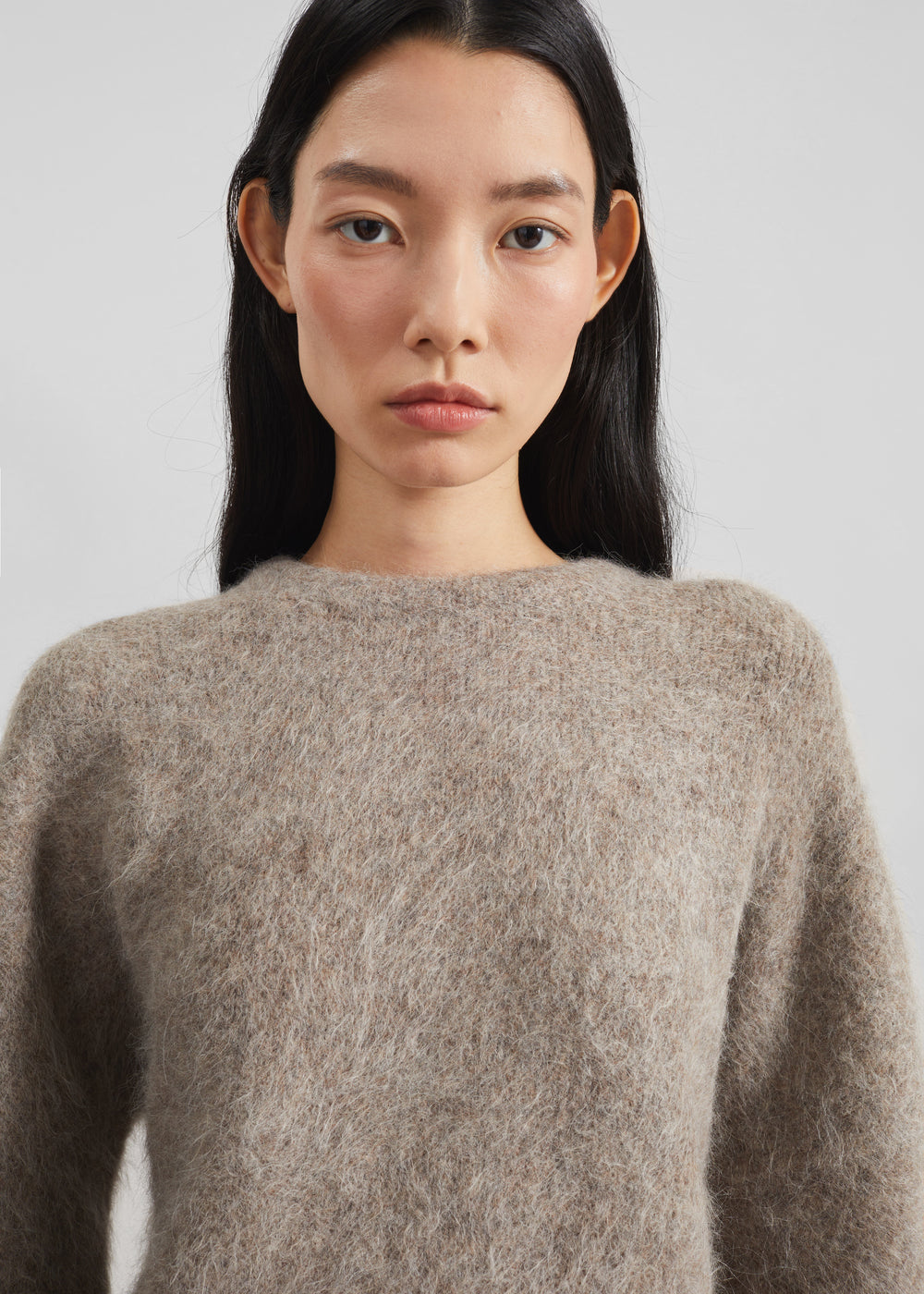 Loulou de Saison Mae Short Sleeve Sweater - Taupe Melange - 1