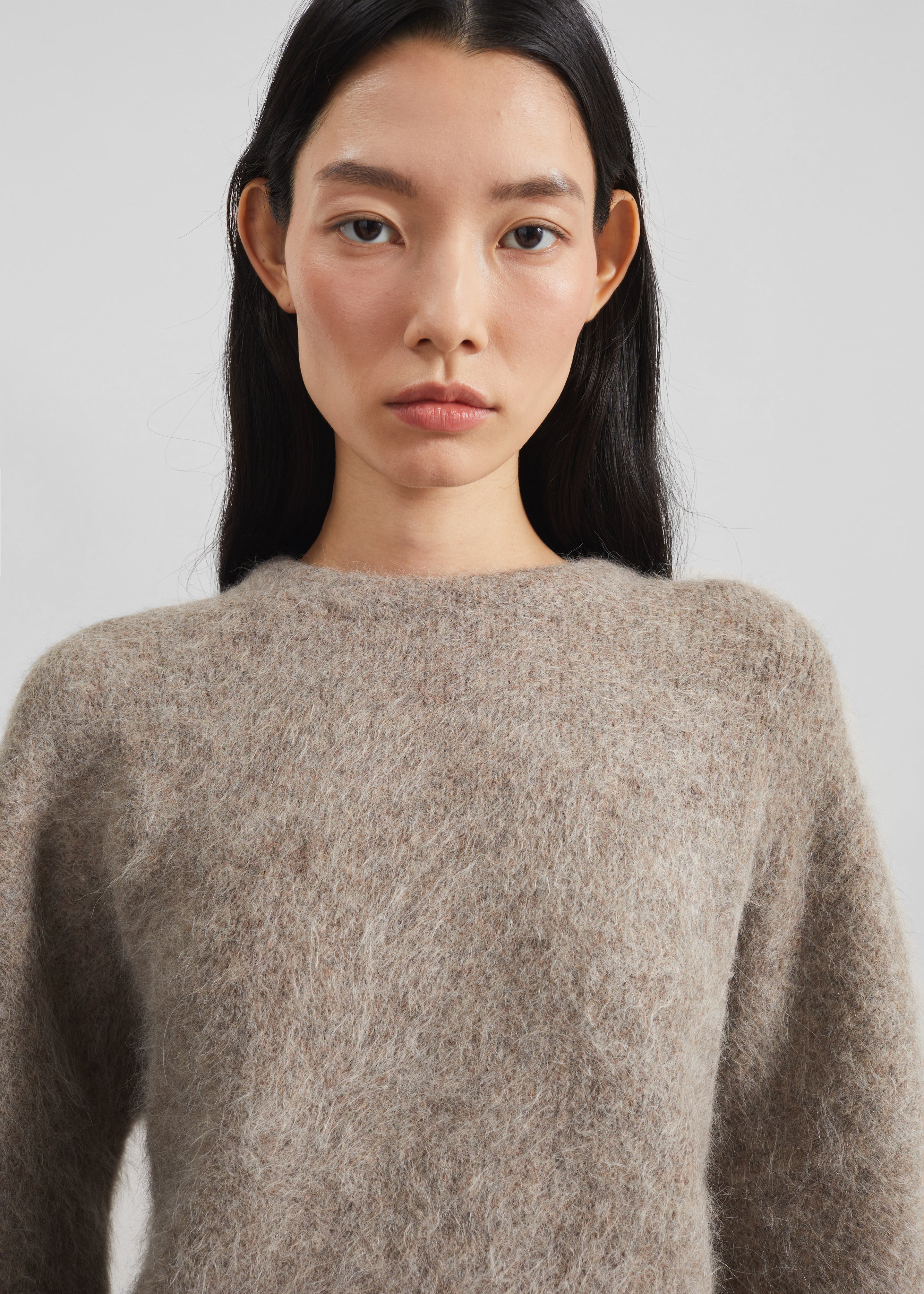 Loulou de Saison Mae Short Sleeve Sweater - Taupe Melange - 2