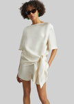 Loulou De Saison Mano Asymmetric Silk Top - Ivory