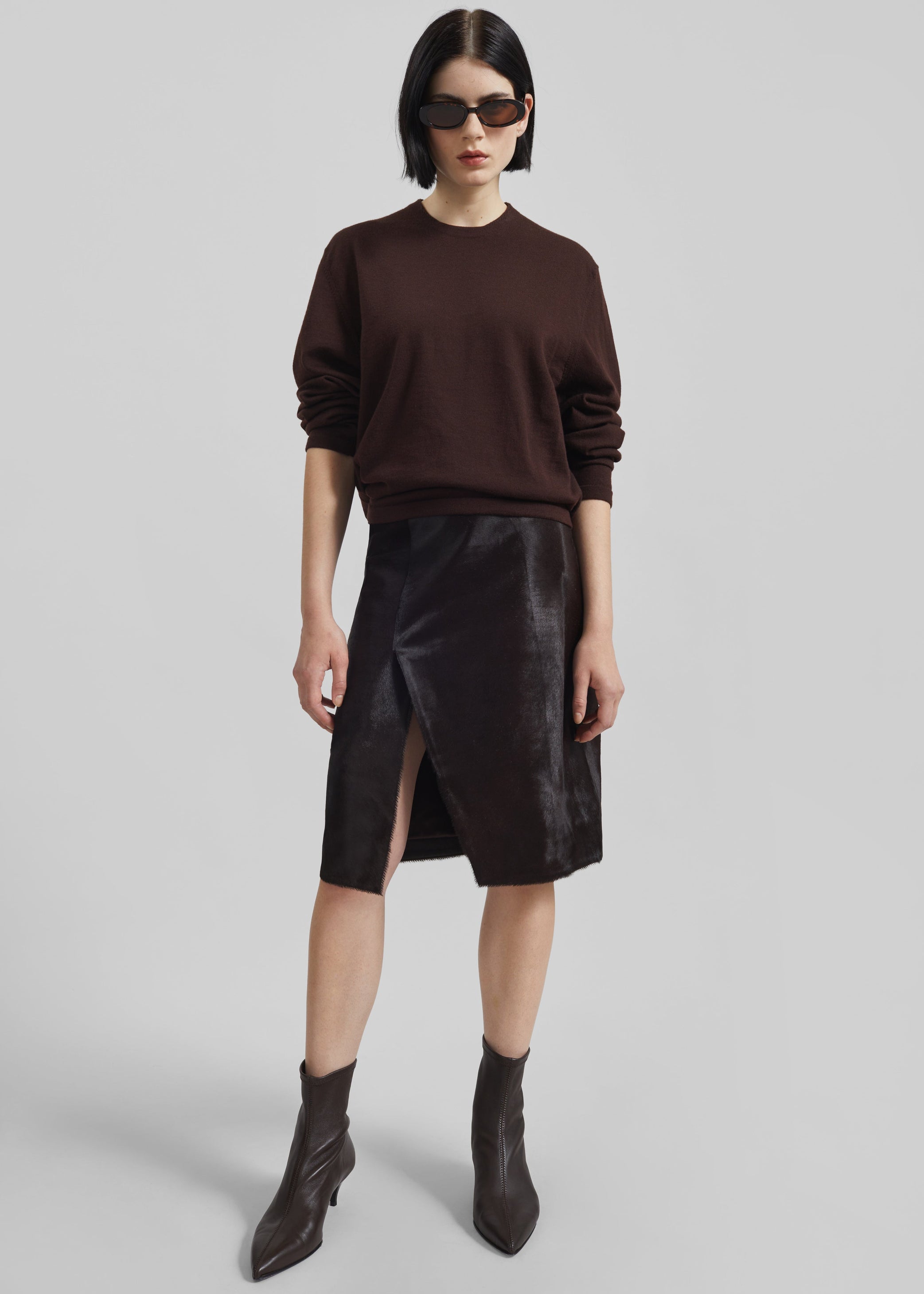 Shop the look image for Loulou de Saison Myra Asymmetric Skirt - Coffee