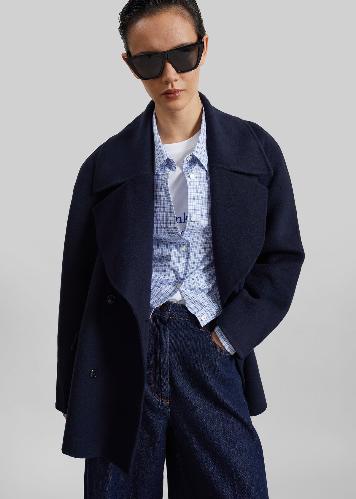 Loulou de Saison Neil Double Breasted Jacket - Navy Melange - 2