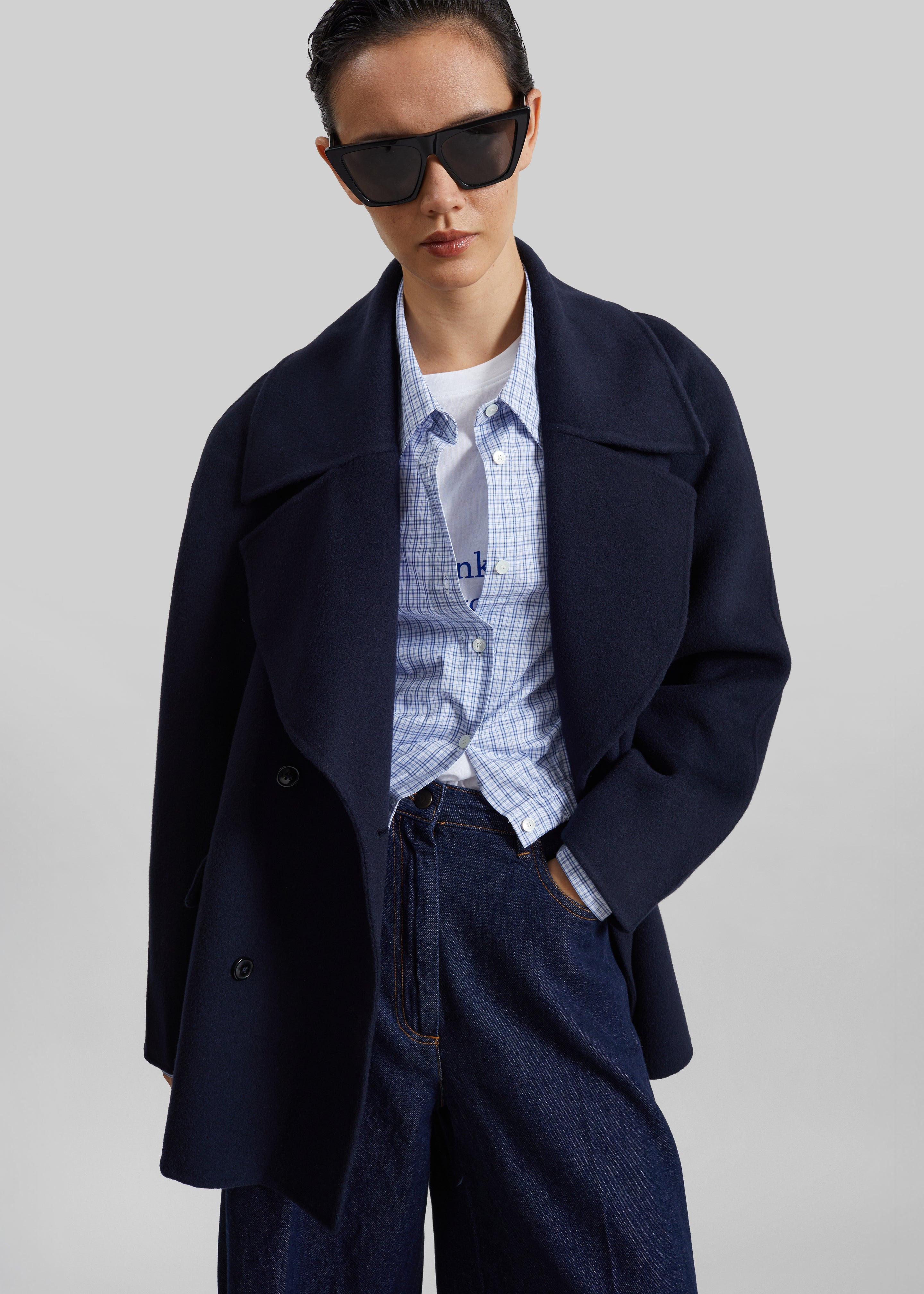 Loulou de Saison Neil Double Breasted Jacket - Navy Melange - 2