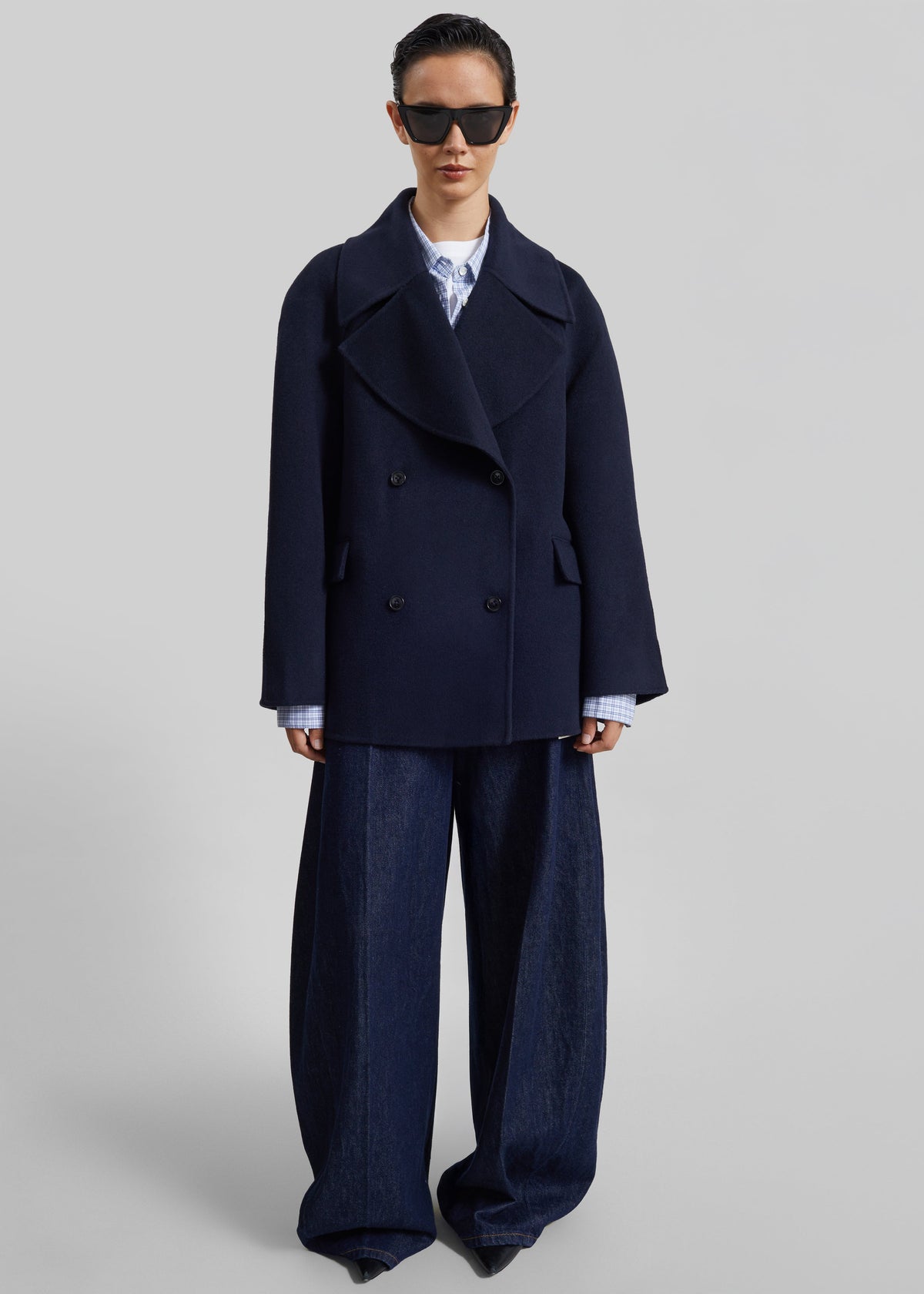 Loulou de Saison Neil Double Breasted Jacket - Navy Melange - 1