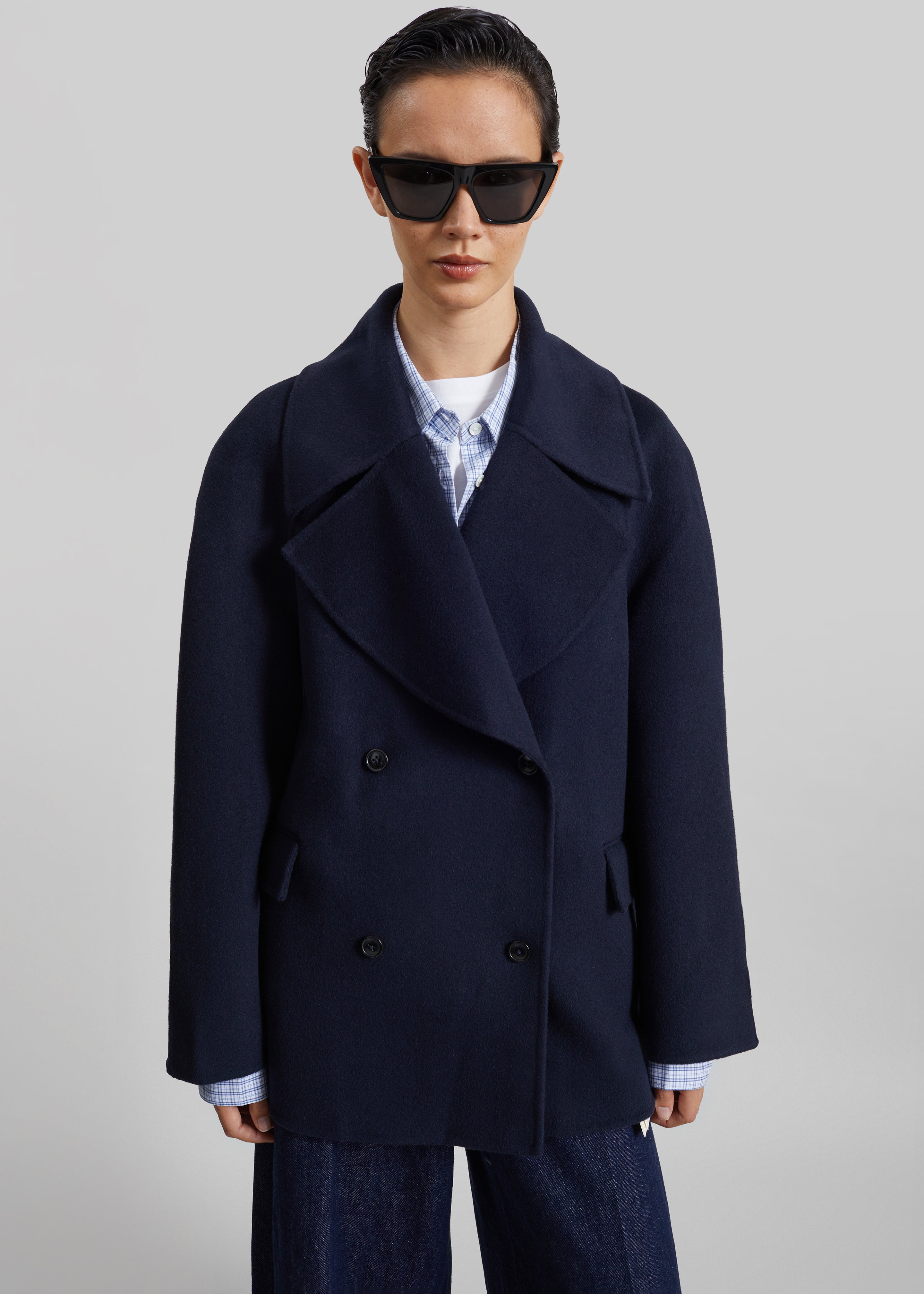 Loulou de Saison Neil Double Breasted Jacket - Navy Melange - 4