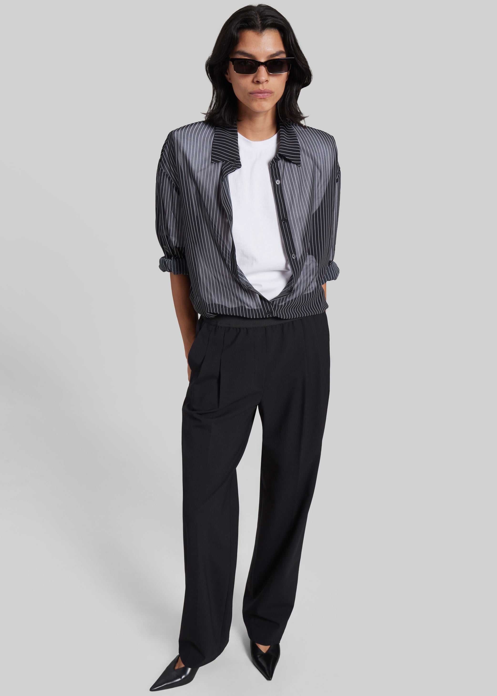 Shop the look image for Loulou de Saison Niro Elastic Waistband Pants - Black