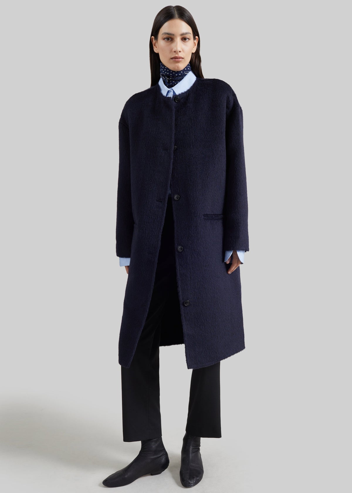 Loulou de Saison manteau Orson à coupe ovale - Bleu marine