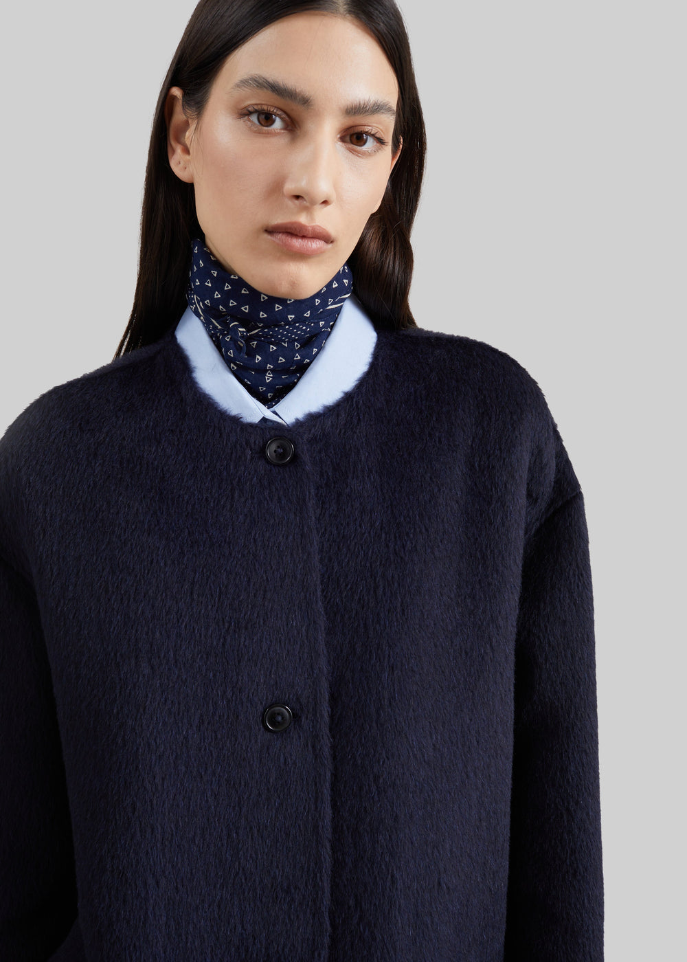 Loulou de Saison Orson Oval Shaped Coat - Navy - 1