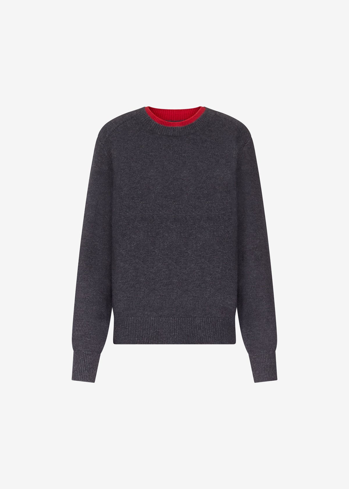 Loulou de Saison Otis Contrast Collar Sweater - Charcoal/Red - 7