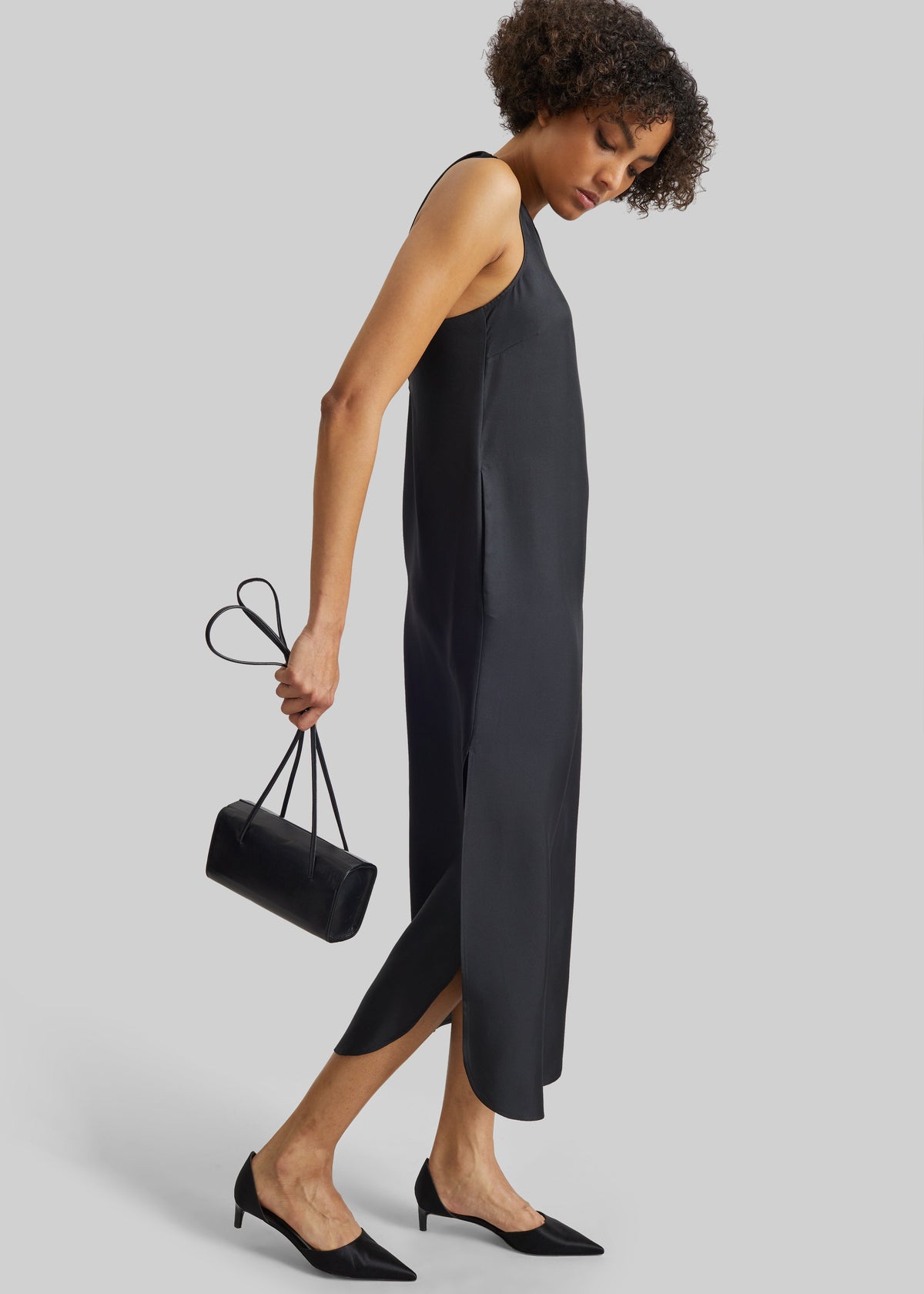 Loulou de Saison Paloma Long Silk Dress - Black - 3