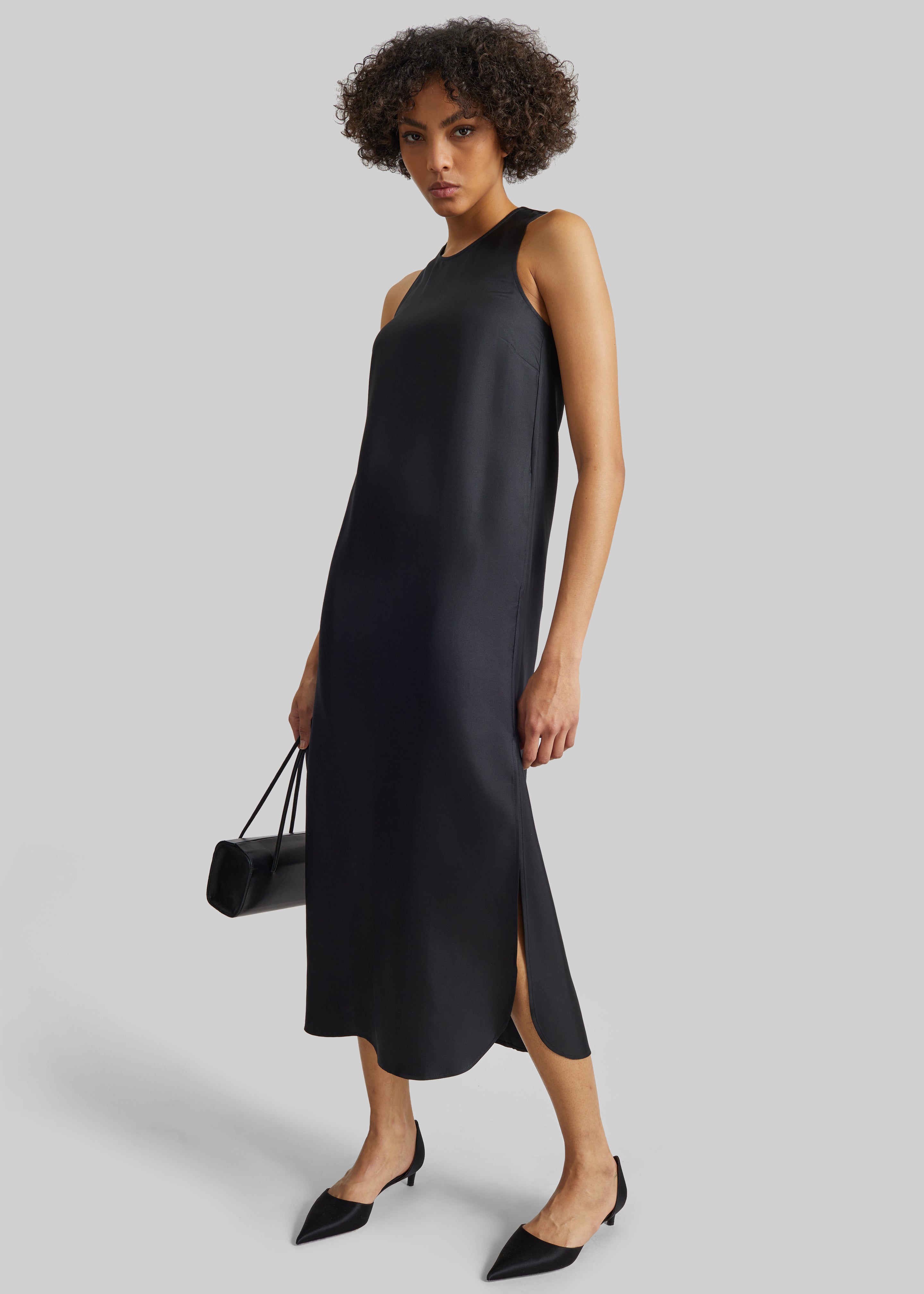 Loulou de Saison Paloma Long Silk Dress - Black - 5