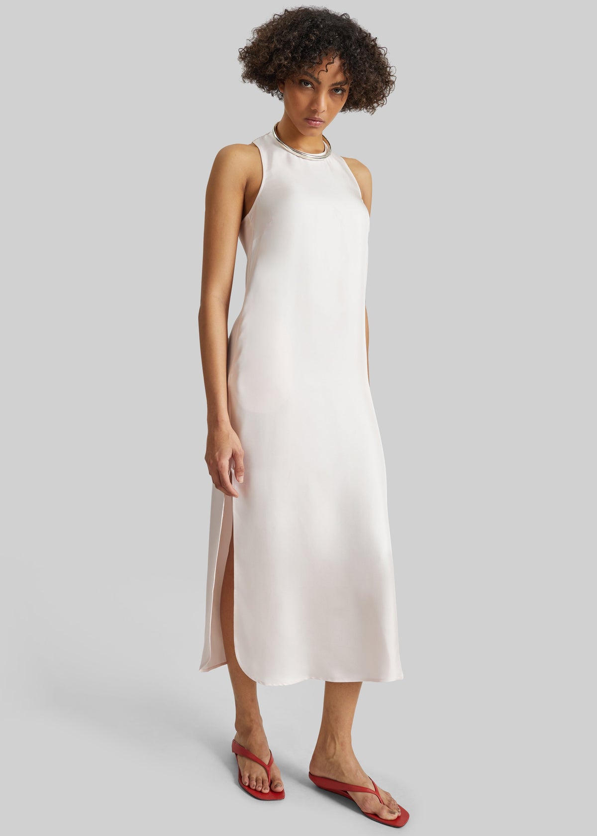 Loulou De Saison Paloma Long Silk Dress - Light Pink - 3