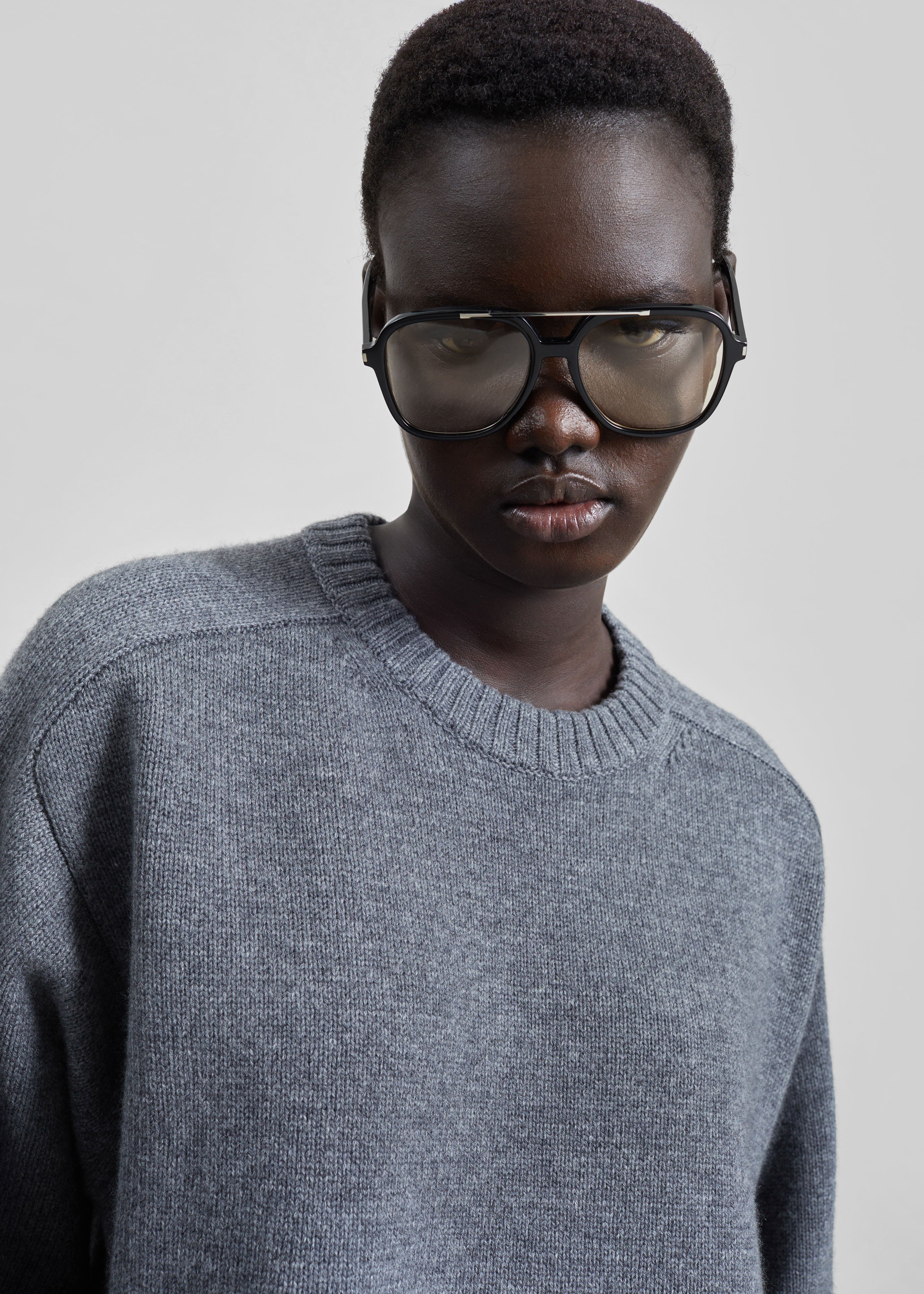 Loulou De Saison Safi LDS Long Cashmere Sweater - Anthracite Melange - 3