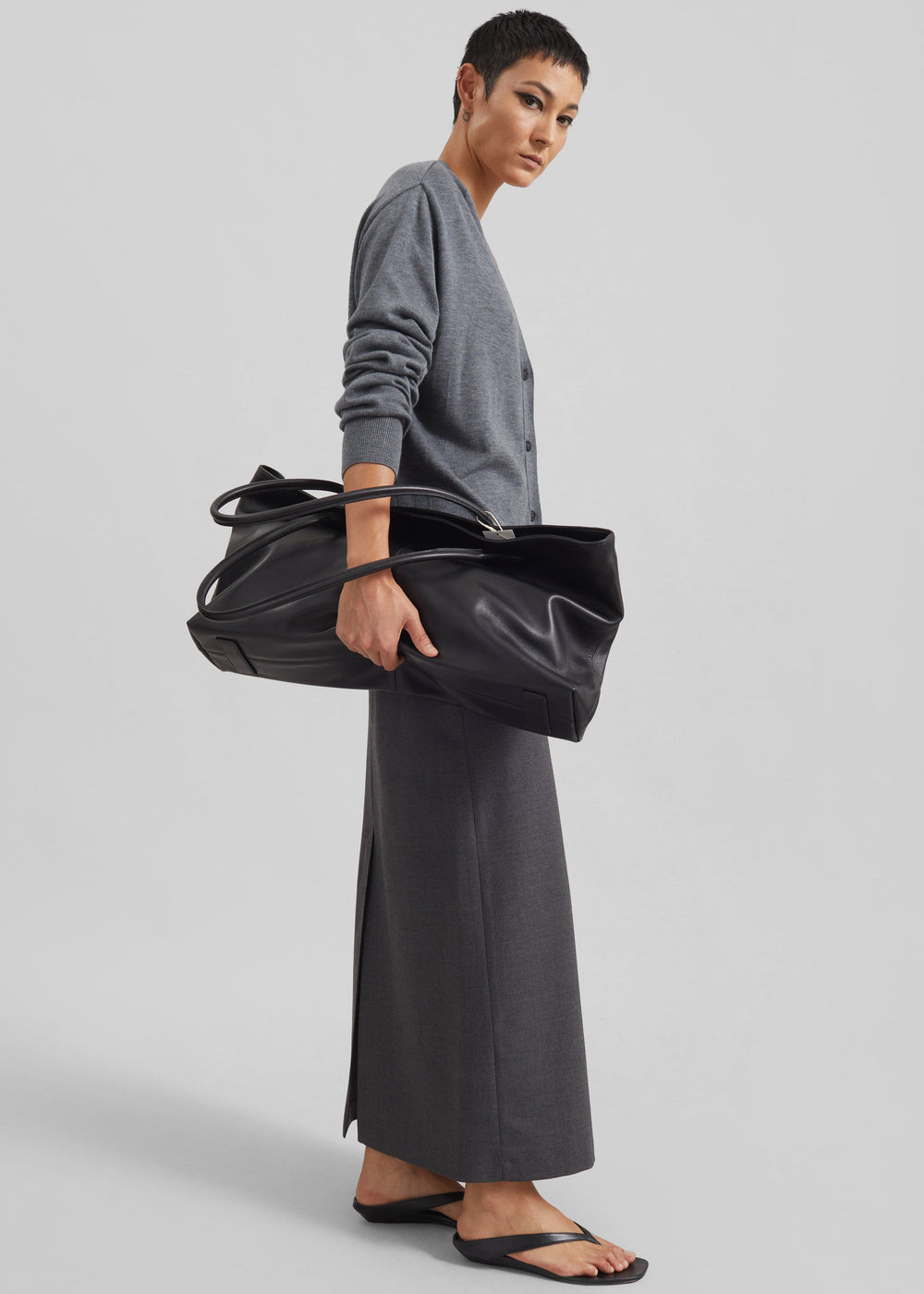 Loulou de Saison Samos LDS Long Pencil Skirt - Anthracite Melange