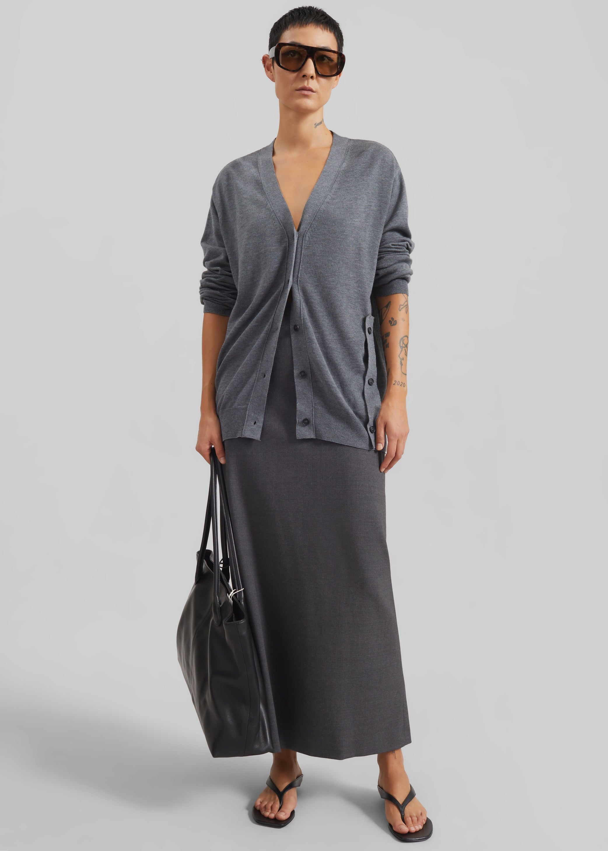 Shop the look image for Loulou de Saison Samos LDS Long Pencil Skirt - Anthracite Melange