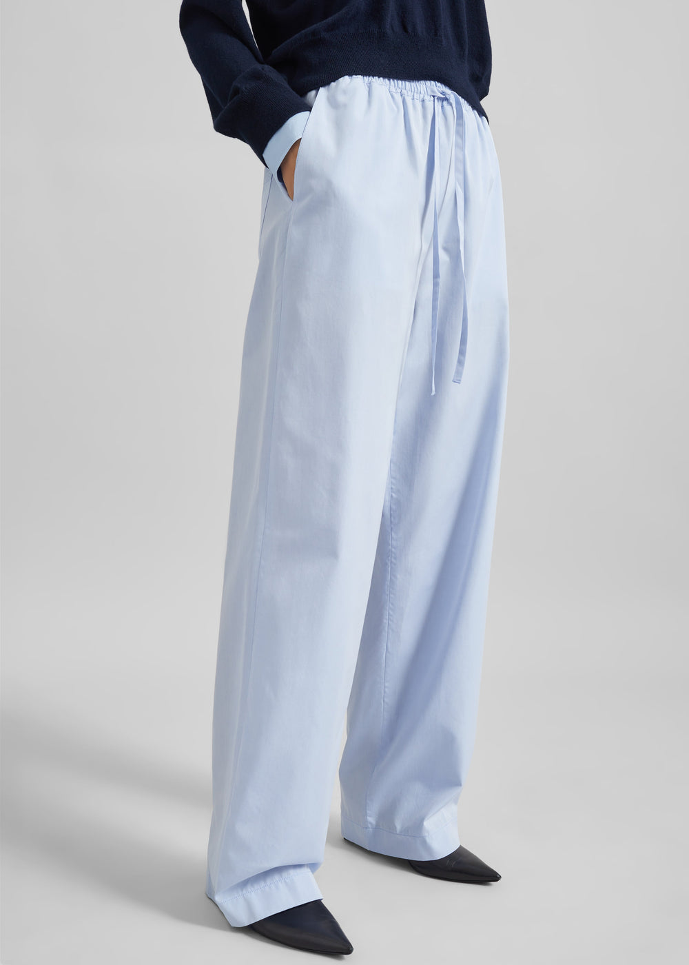 Loulou de Saison Sero Lds Cotton Poplin Trousers - Storm - 1