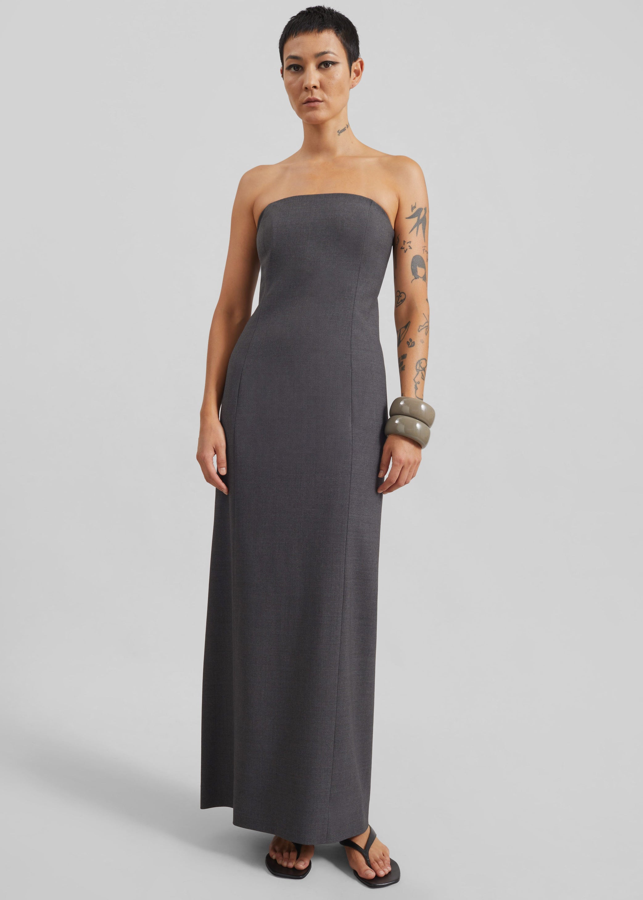 Shop the look image for Loulou de Saison Shilo Bustier Maxi Dress - Anthracite Melange
