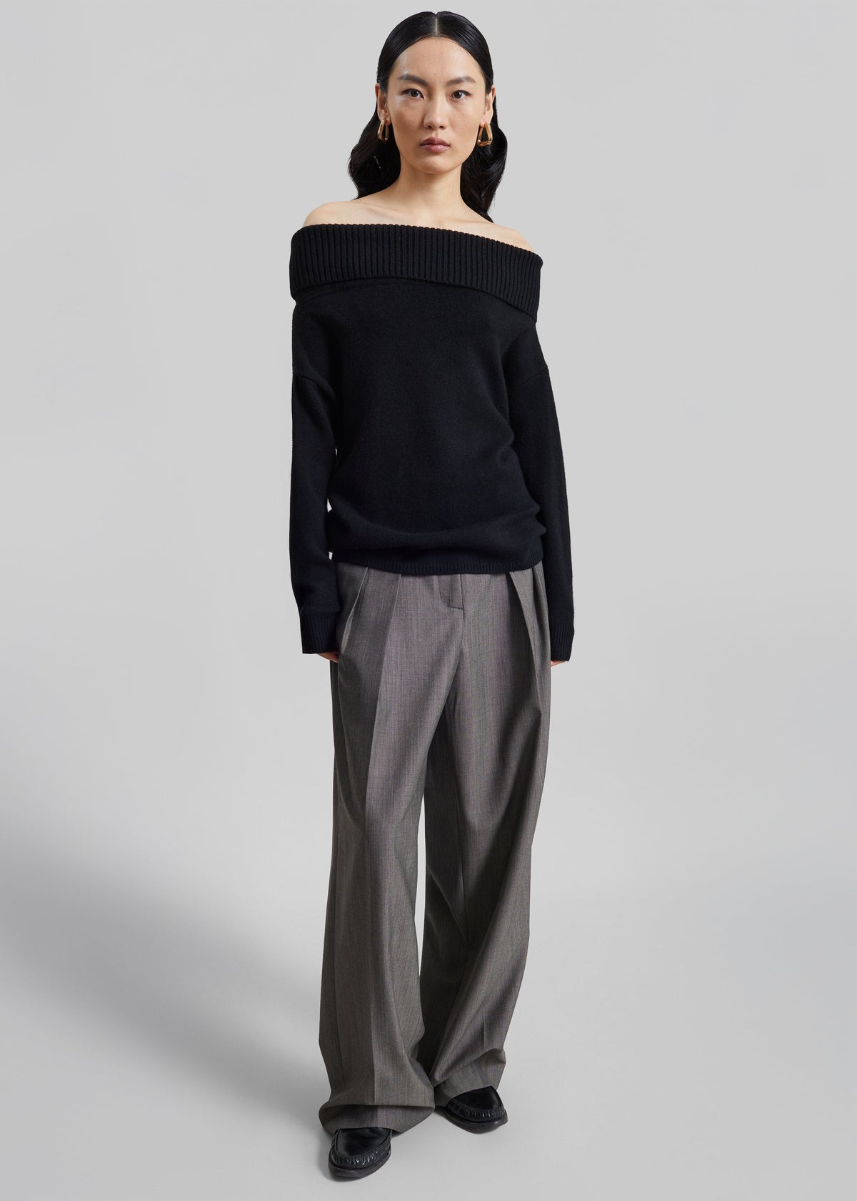 Loulou de Saison Sibyl Off-Shoulder Sweater - Black
