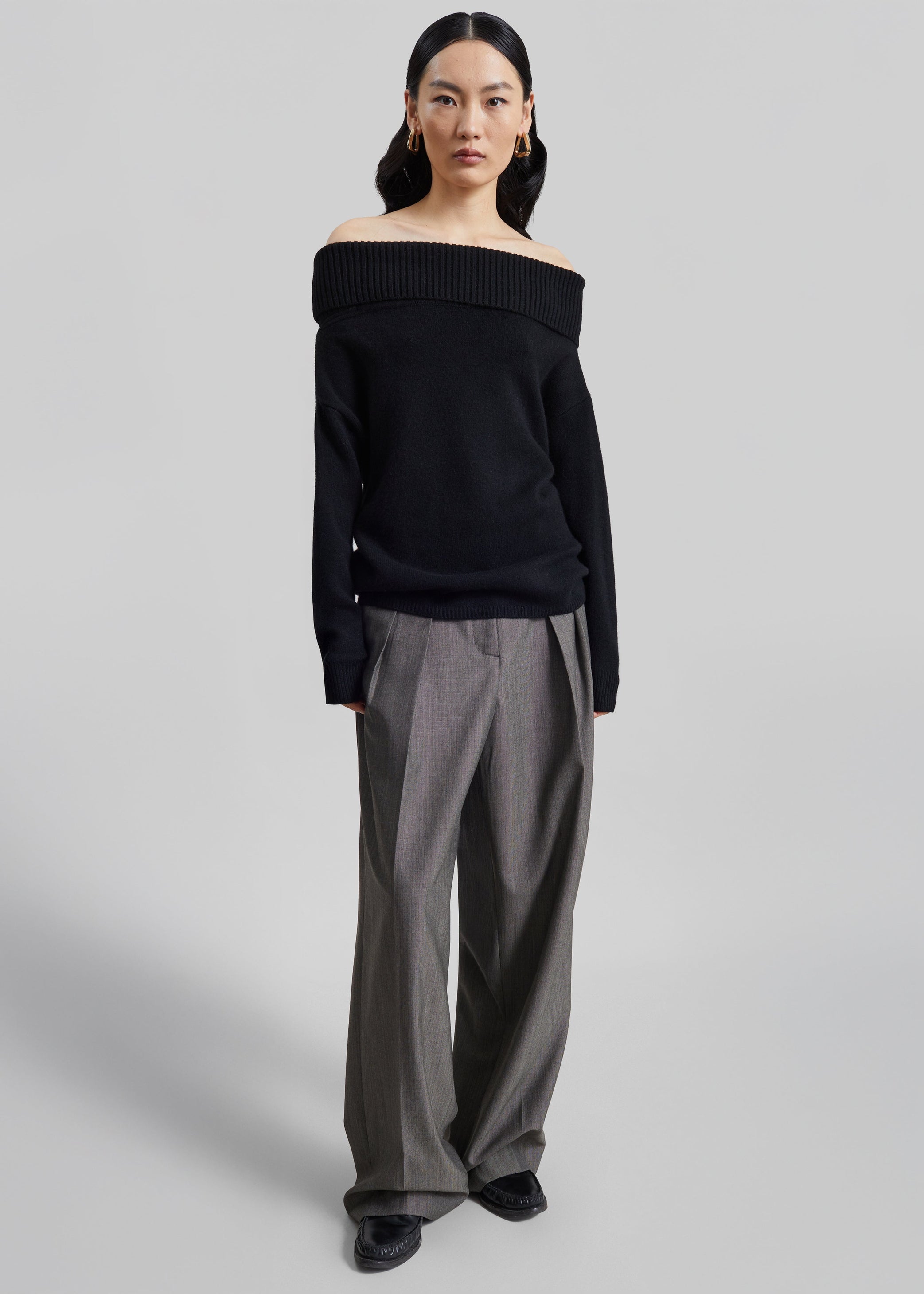 Shop the look image for Loulou de Saison Sibyl Off-Shoulder Sweater - Black