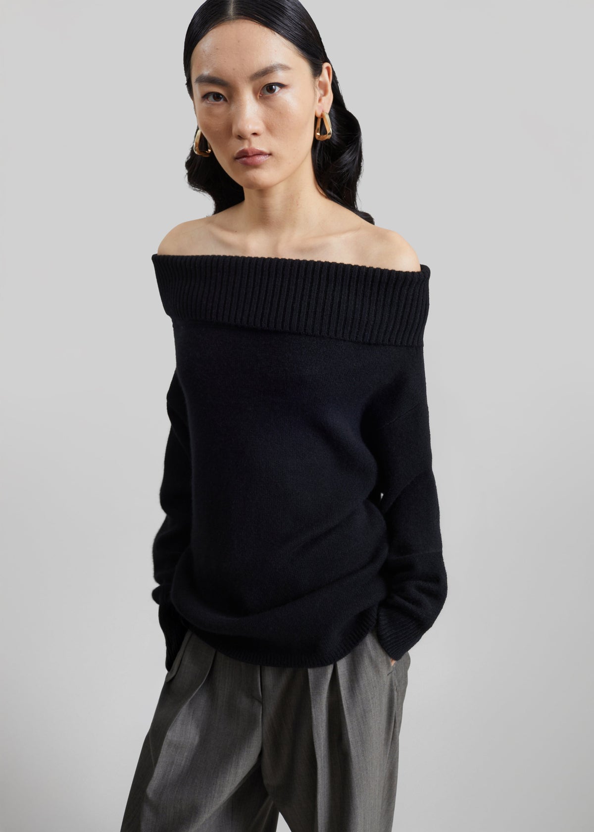 Loulou de Saison pull Sibyl à épaules dénudées - Noir