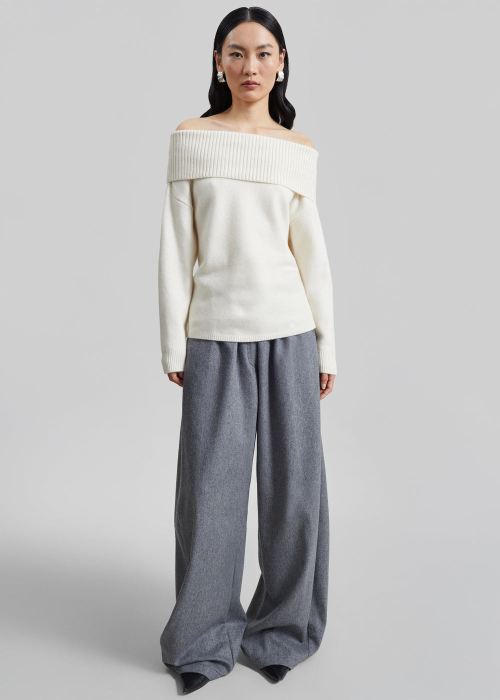 Loulou de Saison Sibyl Off-Shoulder Sweater - Ivory - 1