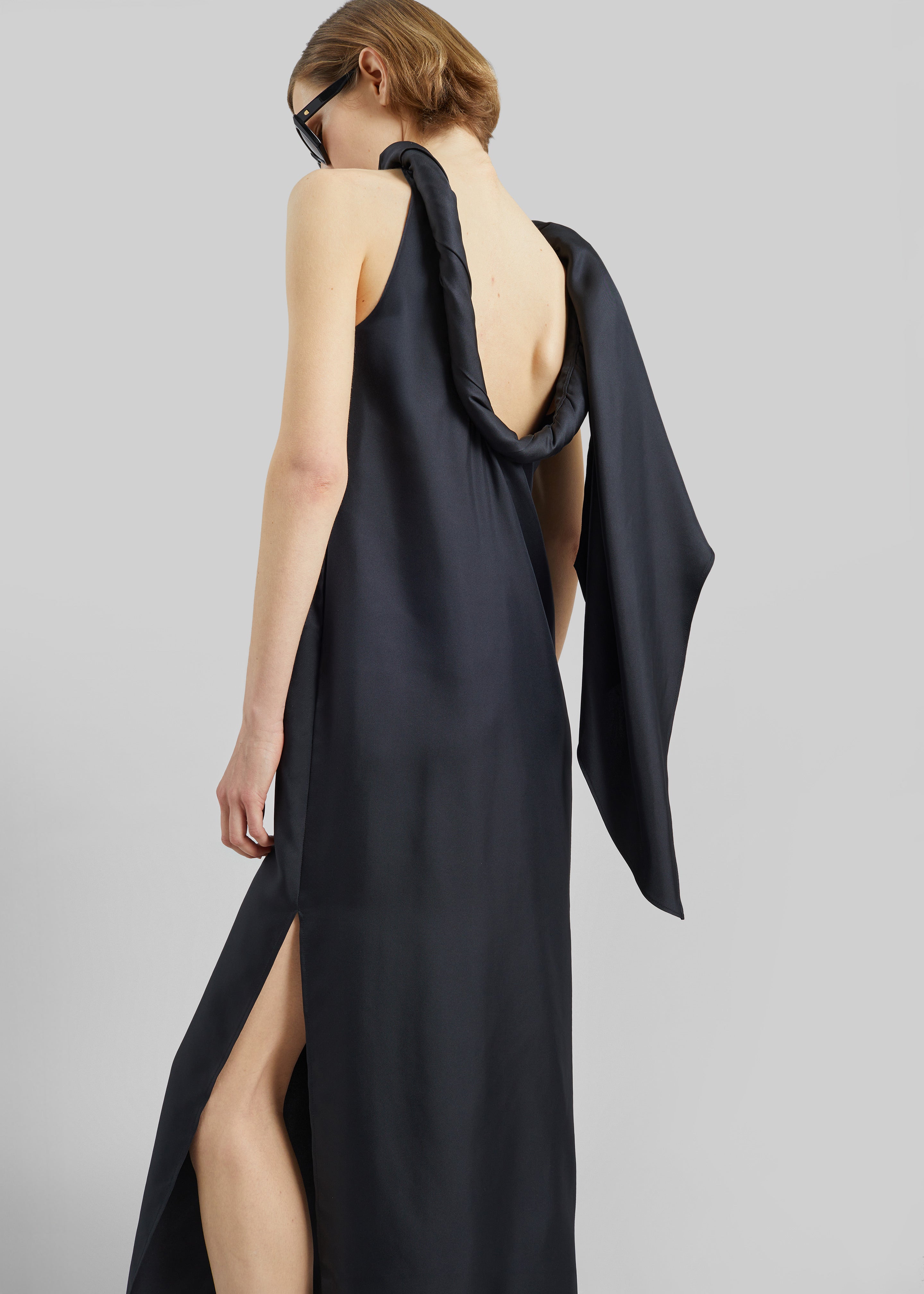 Loulou de Saison Susan Twisted Collar Dress - Black - 2