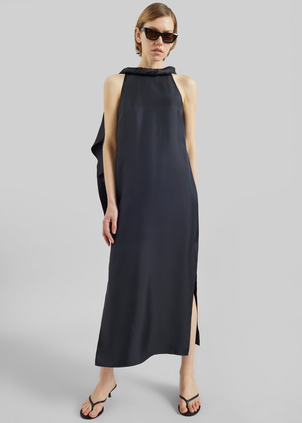 Loulou de Saison Susan Twisted Collar Dress - Black - 3